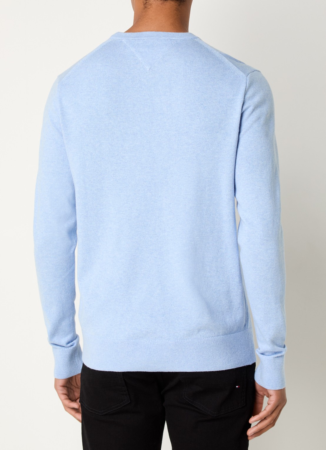 Tommy Hilfiger Fijngebreide pullover in kasjmierblend met logoborduring - achterkant 4 lichtblauw