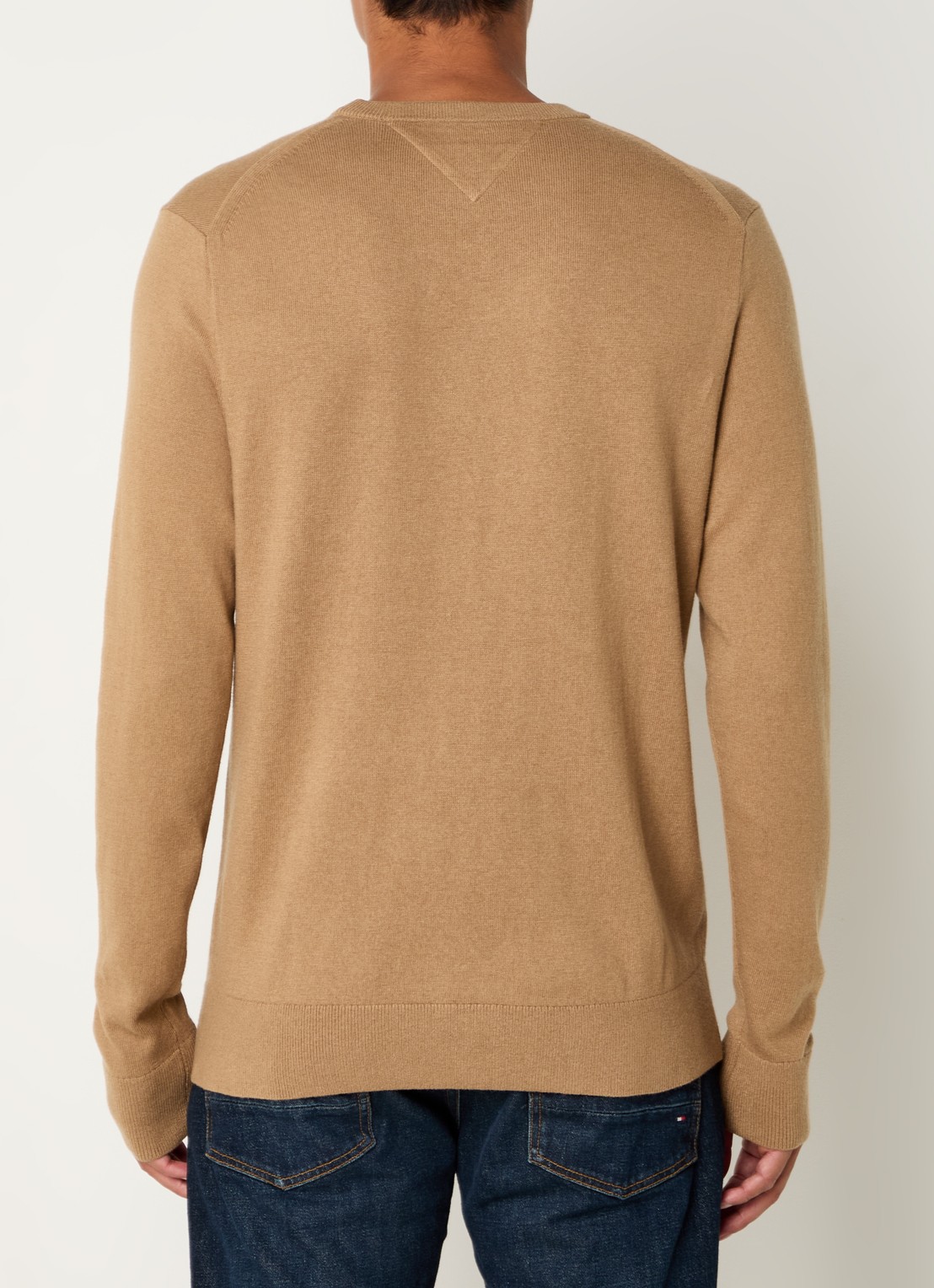 Tommy Hilfiger Fijngebreide pullover in kasjmierblend met logoborduring - achterkant 4 lichtbruin