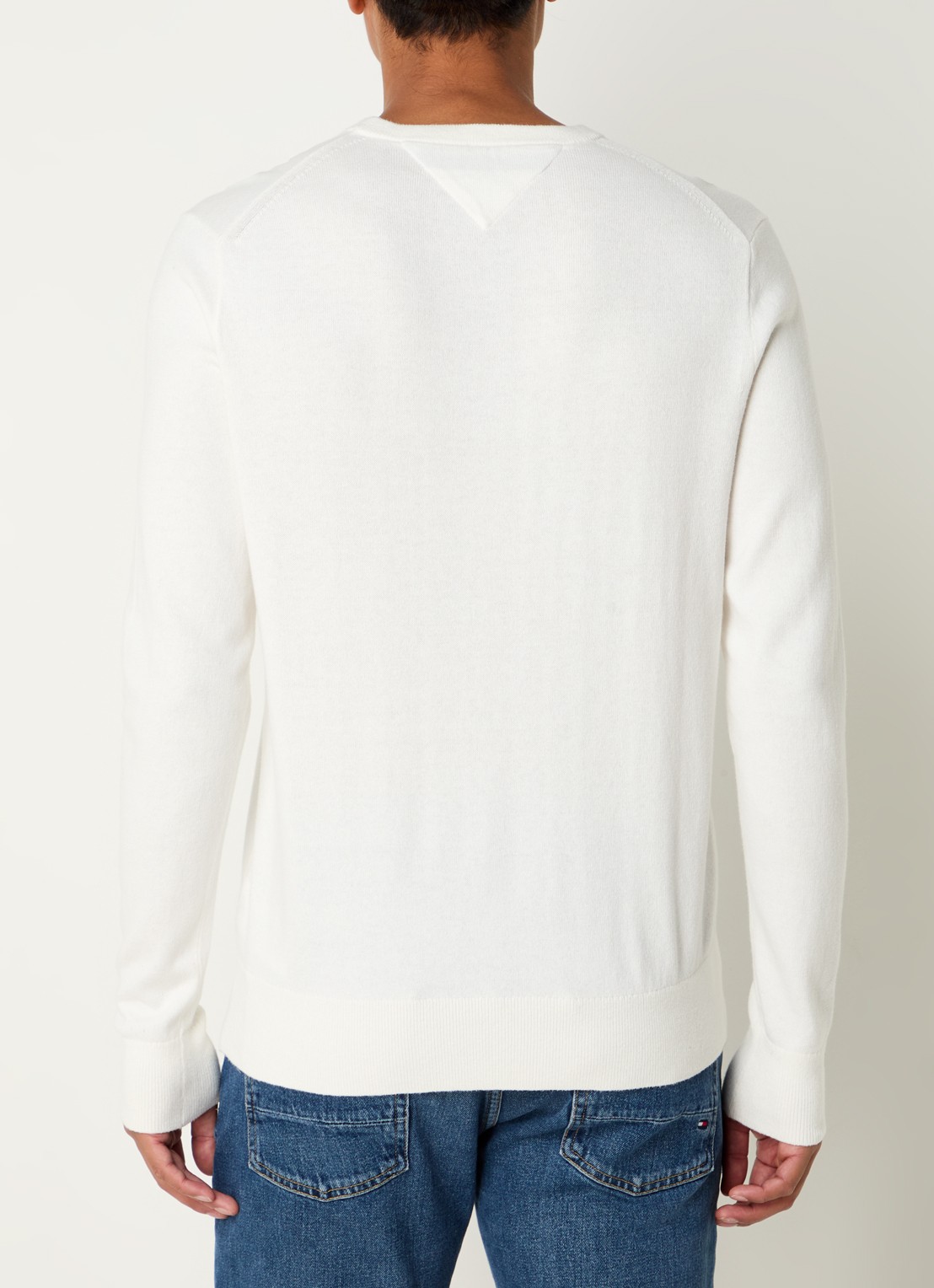 Tommy Hilfiger Fijngebreide pullover in kasjmierblend met logoborduring - achterkant 4 wit