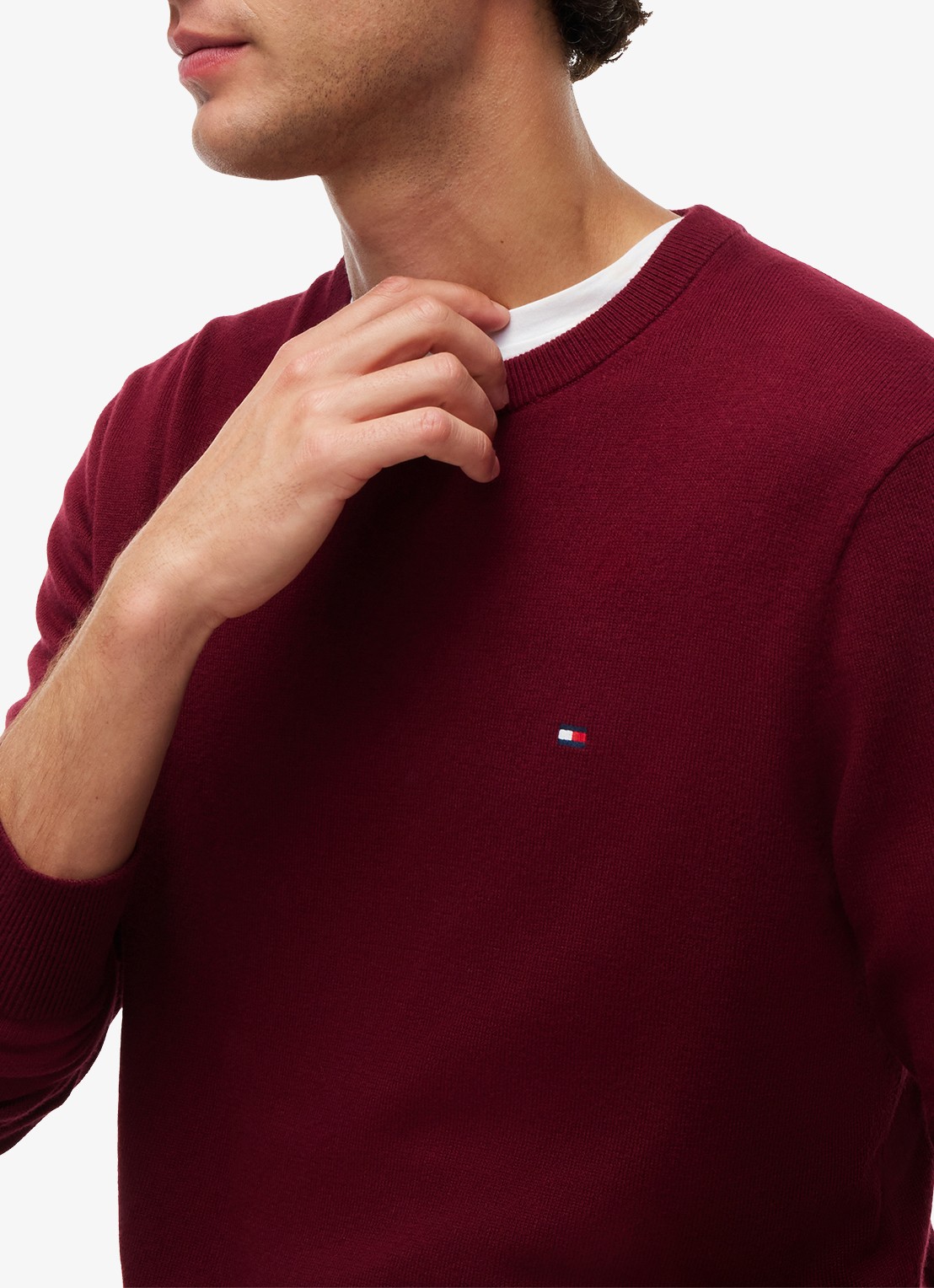 Tommy Hilfiger Fijngebreide pullover in kasjmierblend met logoborduring - detail 4 burgundy-vlp / rood