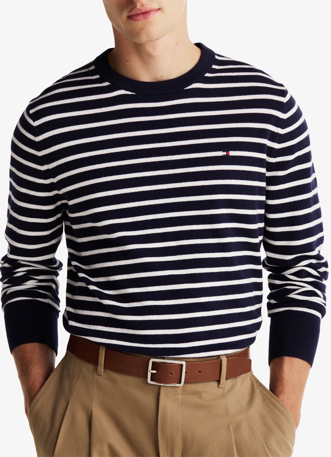 Tommy Hilfiger Fijngebreide pullover in kasjmierblend met logoborduring - detail multicolor
