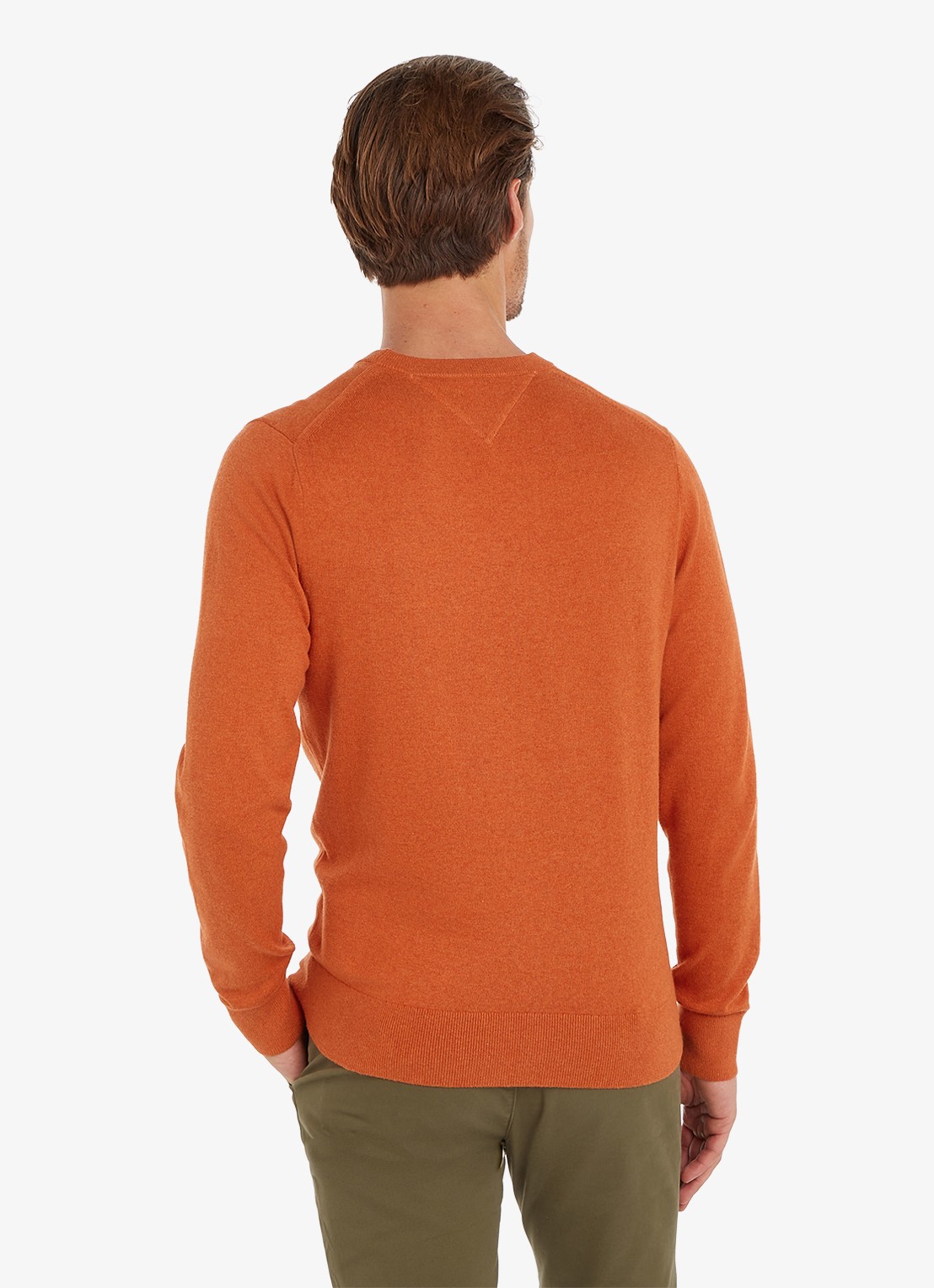Tommy Hilfiger Fijngebreide pullover in kasjmierblend met logoborduring - achterkant 4 oranje