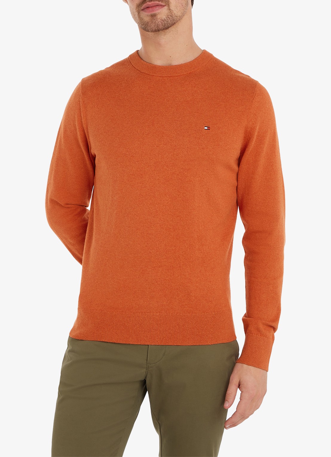 Tommy Hilfiger Fijngebreide pullover in kasjmierblend met logoborduring - detail 2 oranje