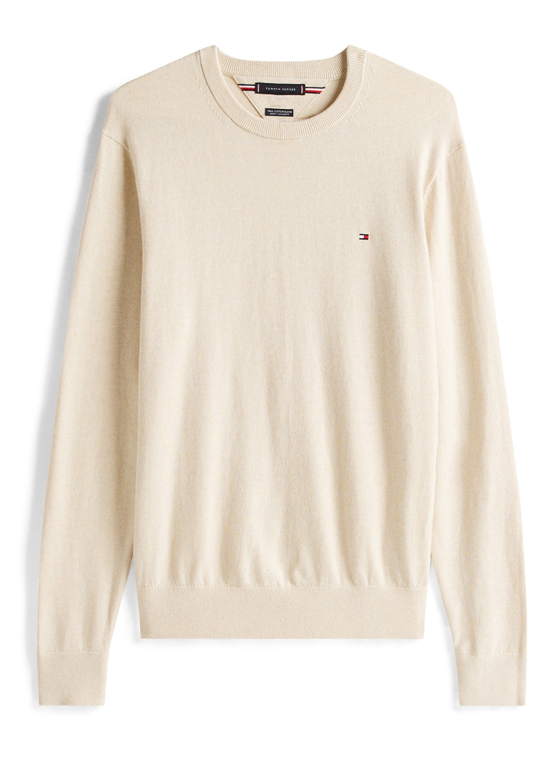 Tommy Hilfiger Fijngebreide pullover in kasjmierblend met logoborduring - voorkant 4 beige