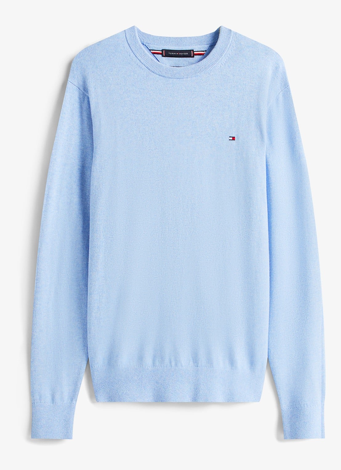 Tommy Hilfiger Fijngebreide pullover in kasjmierblend met logoborduring - voorkant blauw