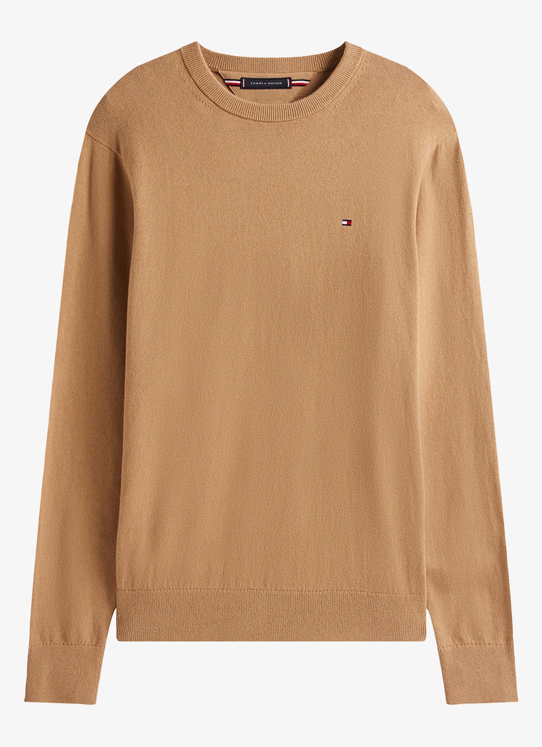 Tommy Hilfiger Fijngebreide pullover in kasjmierblend met logoborduring - voorkant 4 camel