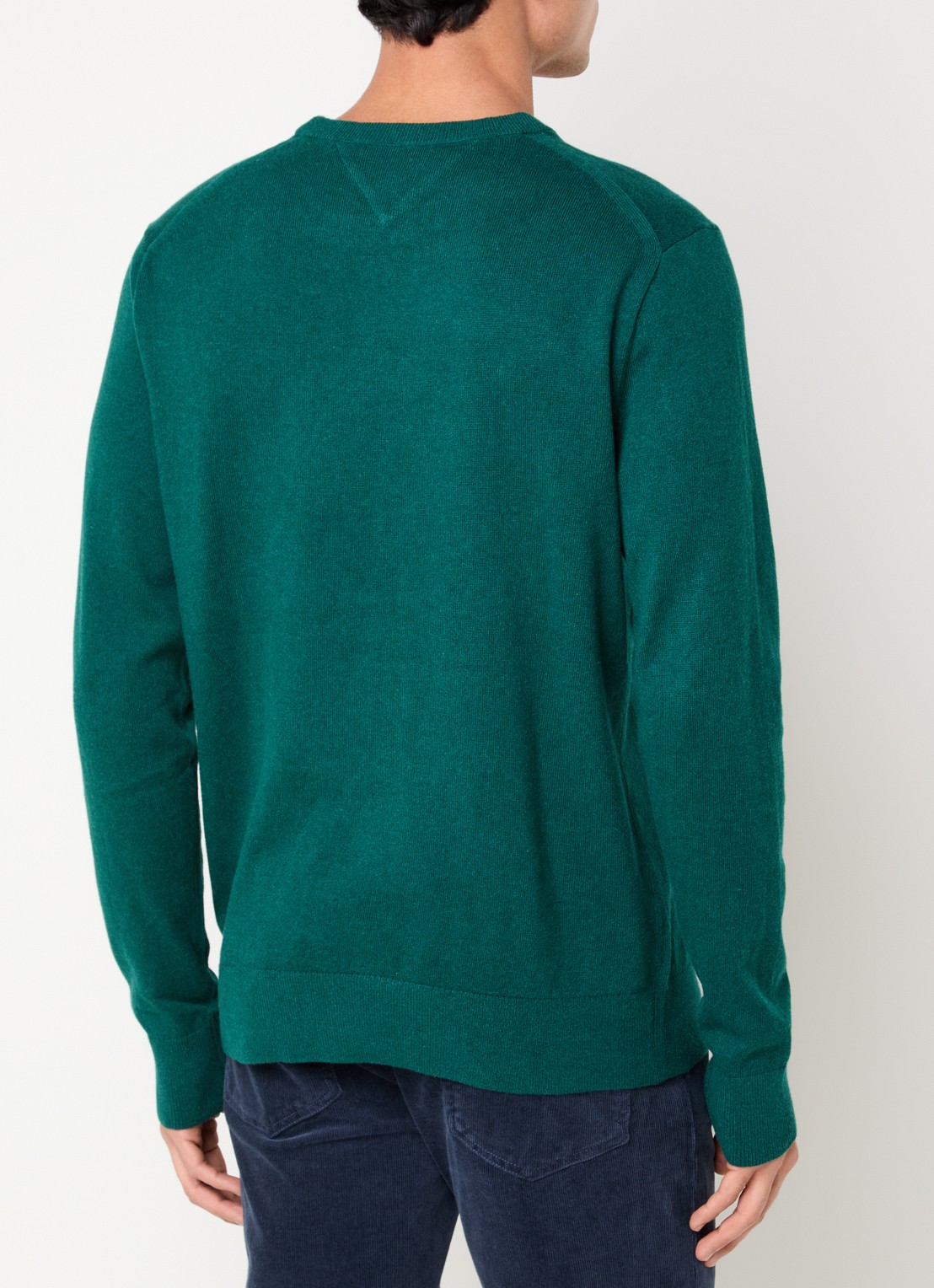 Tommy Hilfiger Fijngebreide pullover in kasjmierblend met logoborduring - achterkant 4 zeegroen