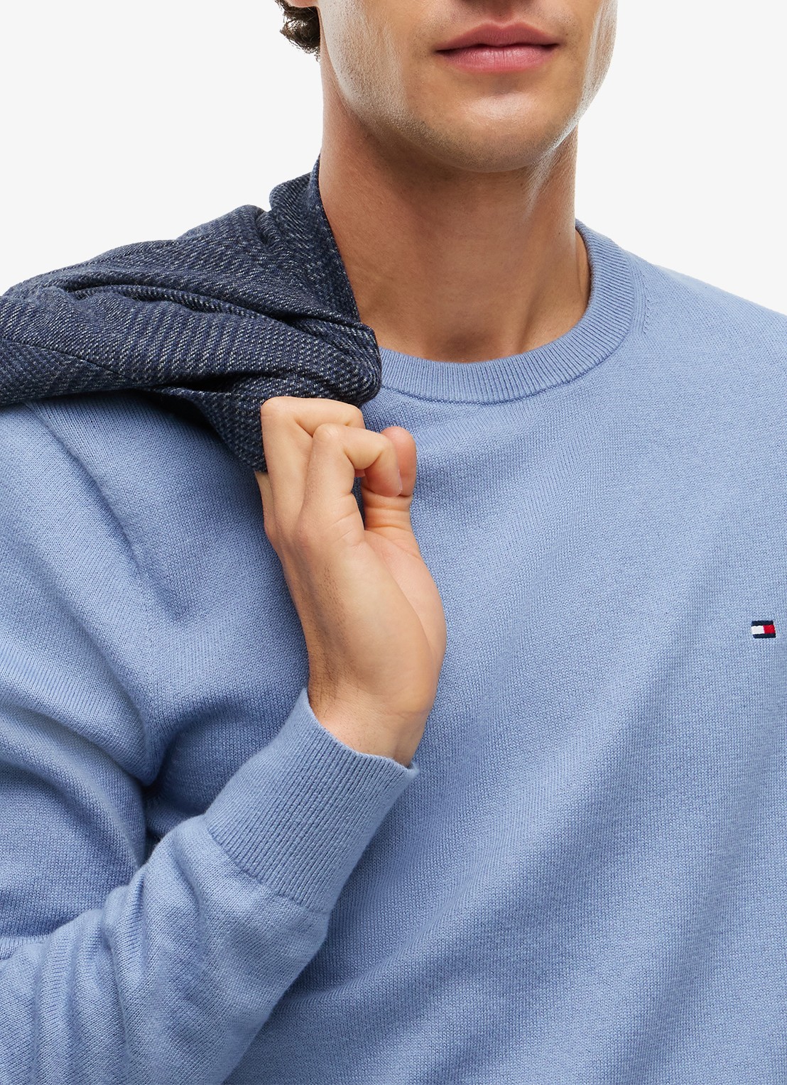 Tommy Hilfiger Fijngebreide pullover in kasjmierblend met logoborduring - detail 7 brisk blue-c2b / lichtblauw