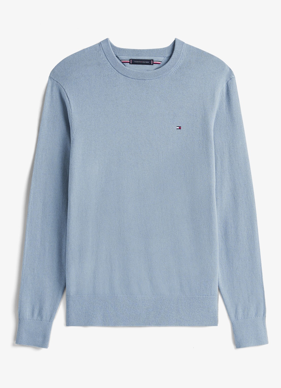 Tommy Hilfiger Fijngebreide pullover in kasjmierblend met logoborduring - voorkant 2 brisk blue-c2b / lichtblauw