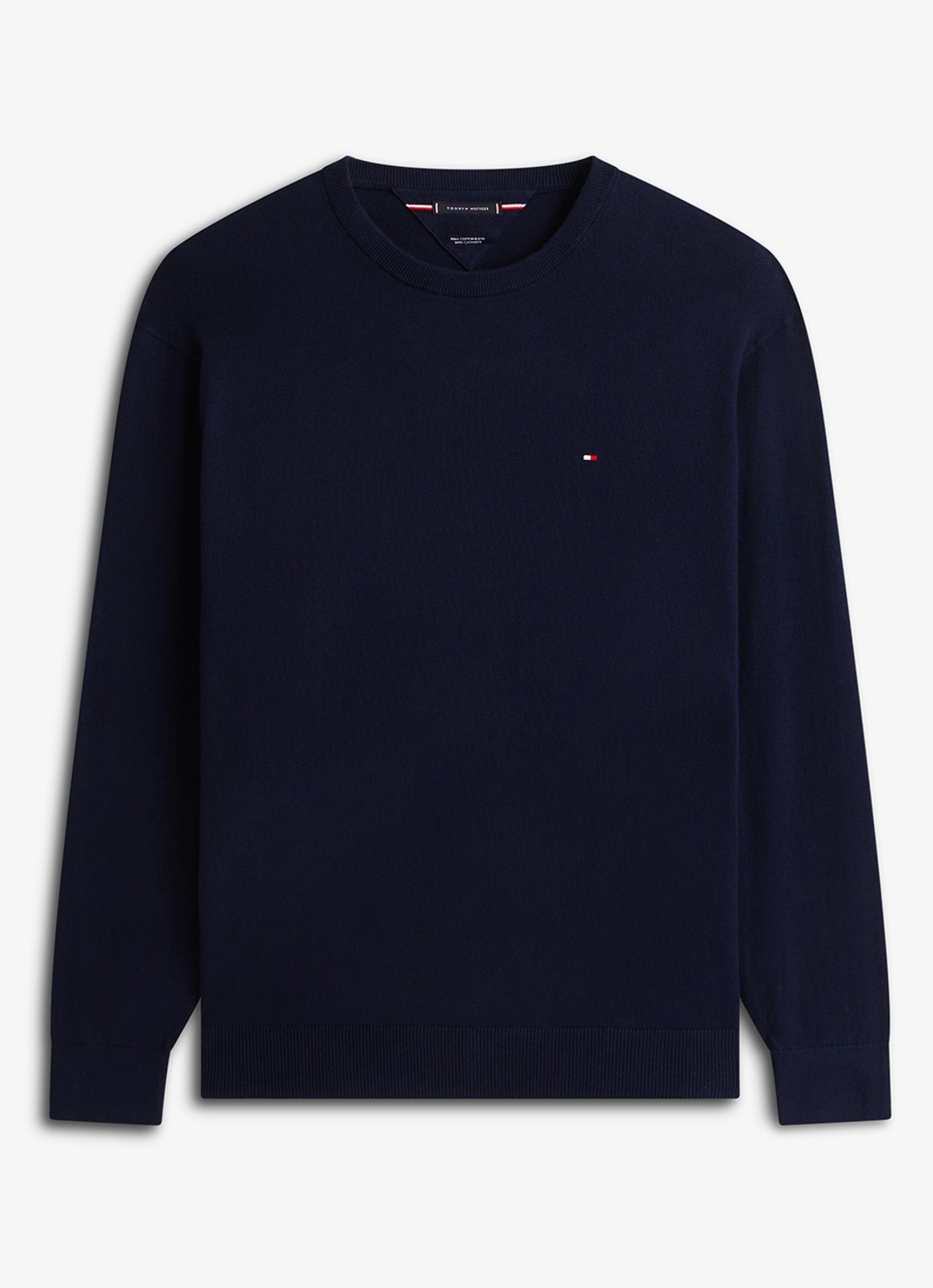Tommy Hilfiger Fijngebreide pullover in kasjmierblend - voorkant blauw