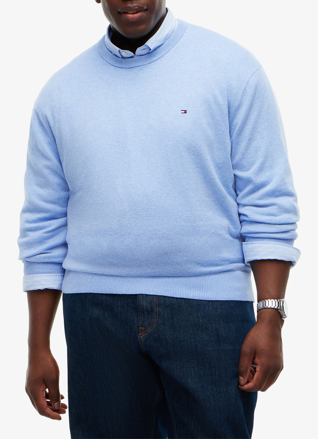 Tommy Hilfiger Fijngebreide pullover in kasjmierblend - detail 3 lichtblauw