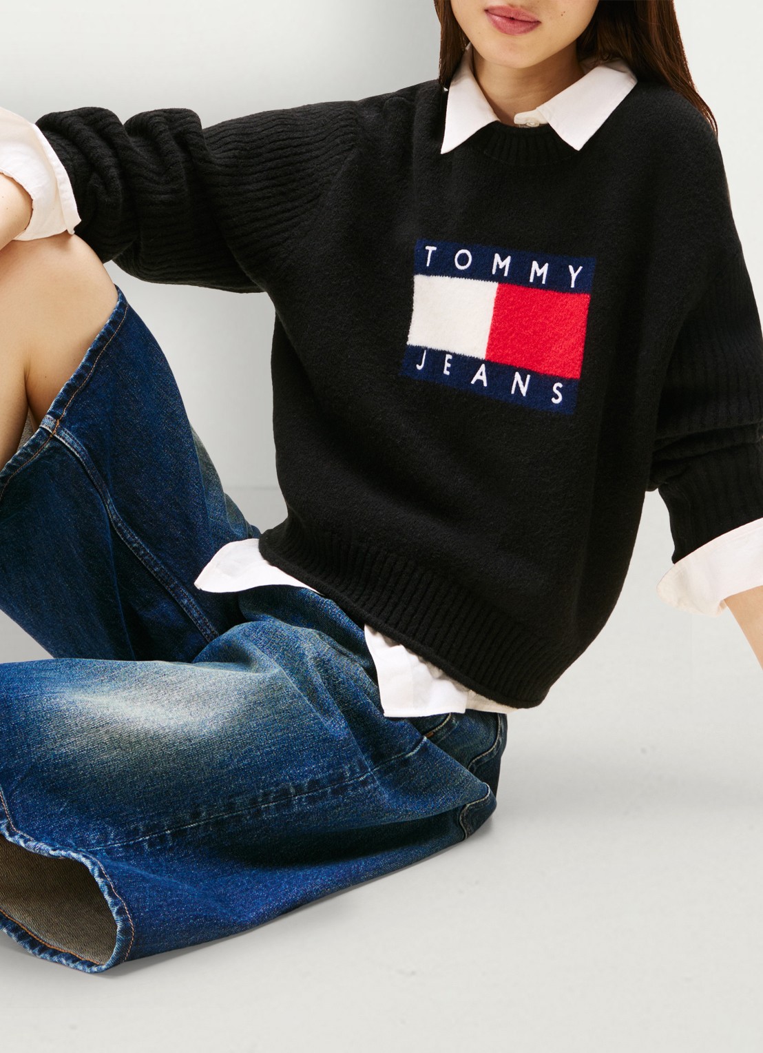 Tommy Hilfiger Fijngebreide pullover met ingebreid patroon - detail 5 zwart