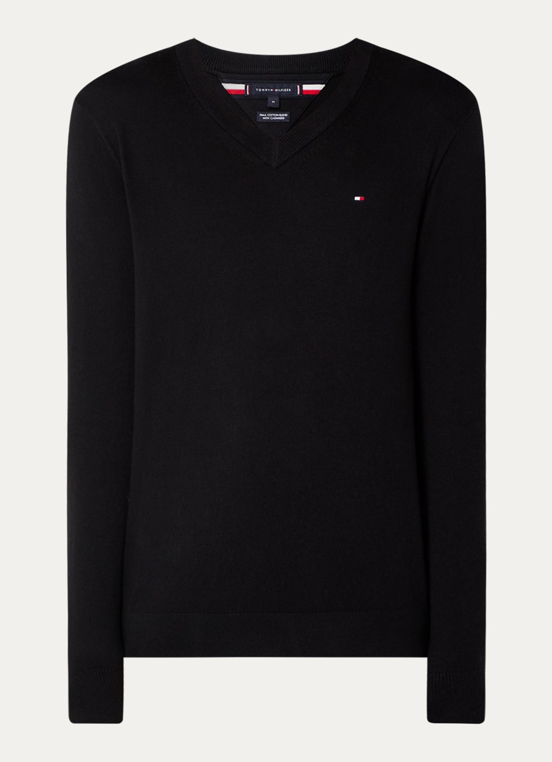 Tommy Hilfiger Fijngebreide pullover met logo - voorkant 3 zwart