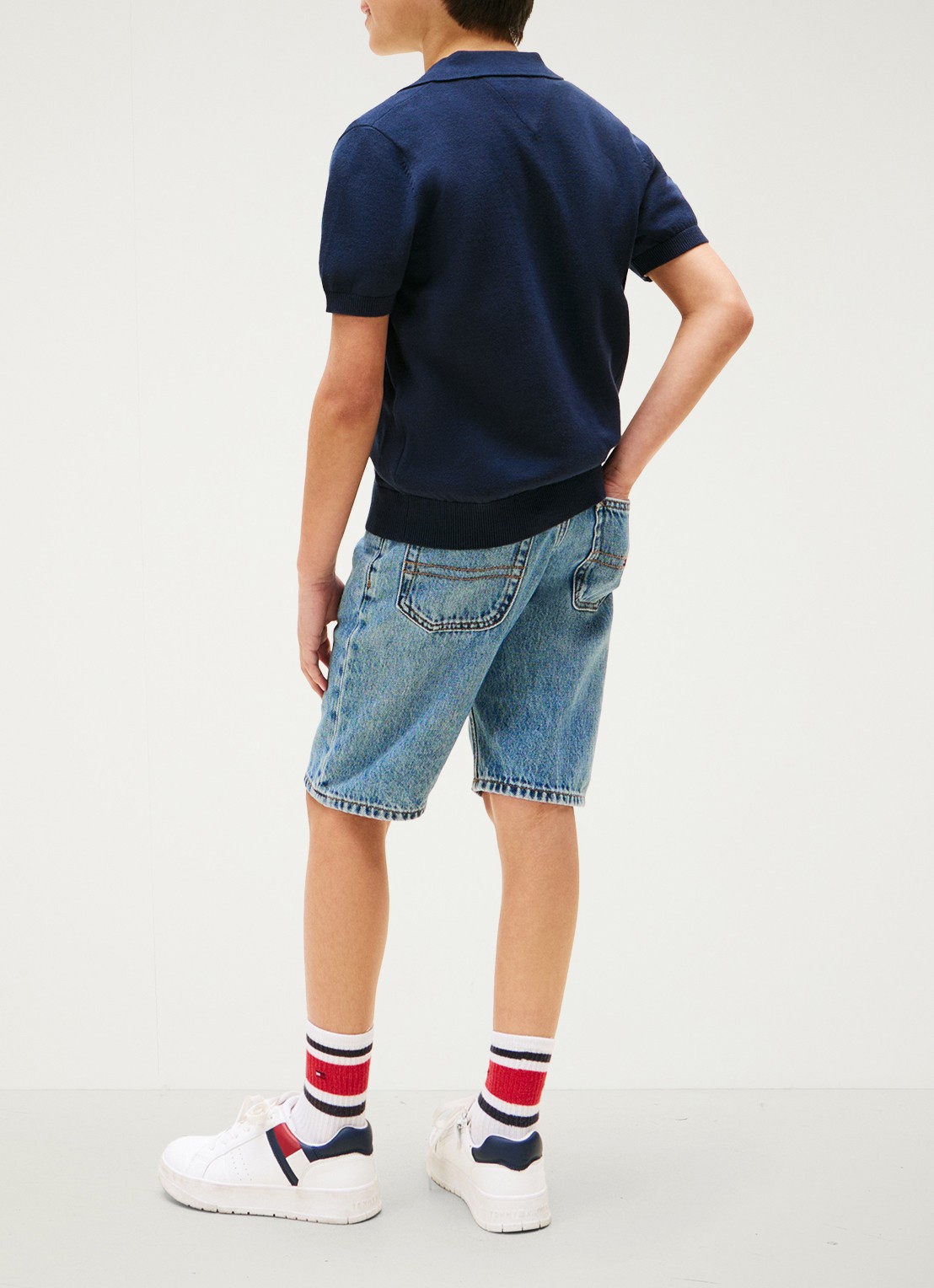 Tommy Hilfiger Fijngebreide pullover met polokraag - achterkant donkerblauw