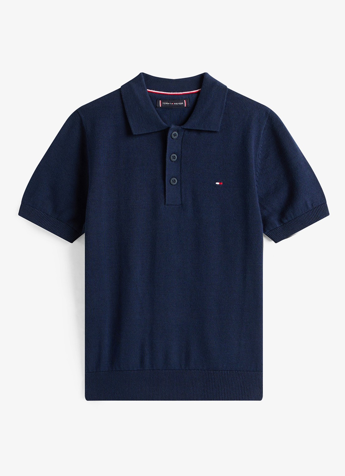 Tommy Hilfiger Fijngebreide pullover met polokraag - voorkant 3 donkerblauw