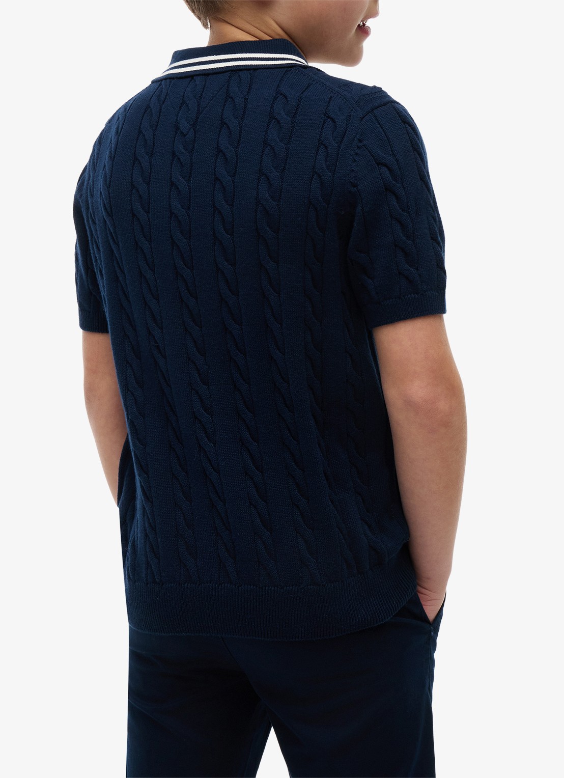 Tommy Hilfiger Fijngebreide pullover met polokraag - achterkant 2 donkerblauw