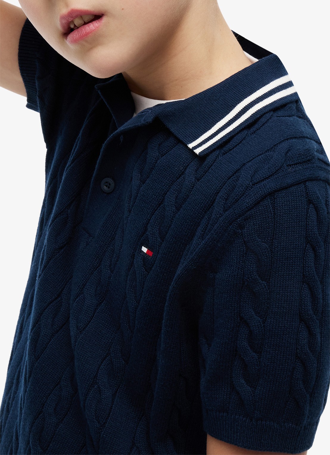 Tommy Hilfiger Fijngebreide pullover met polokraag - detail 8 donkerblauw