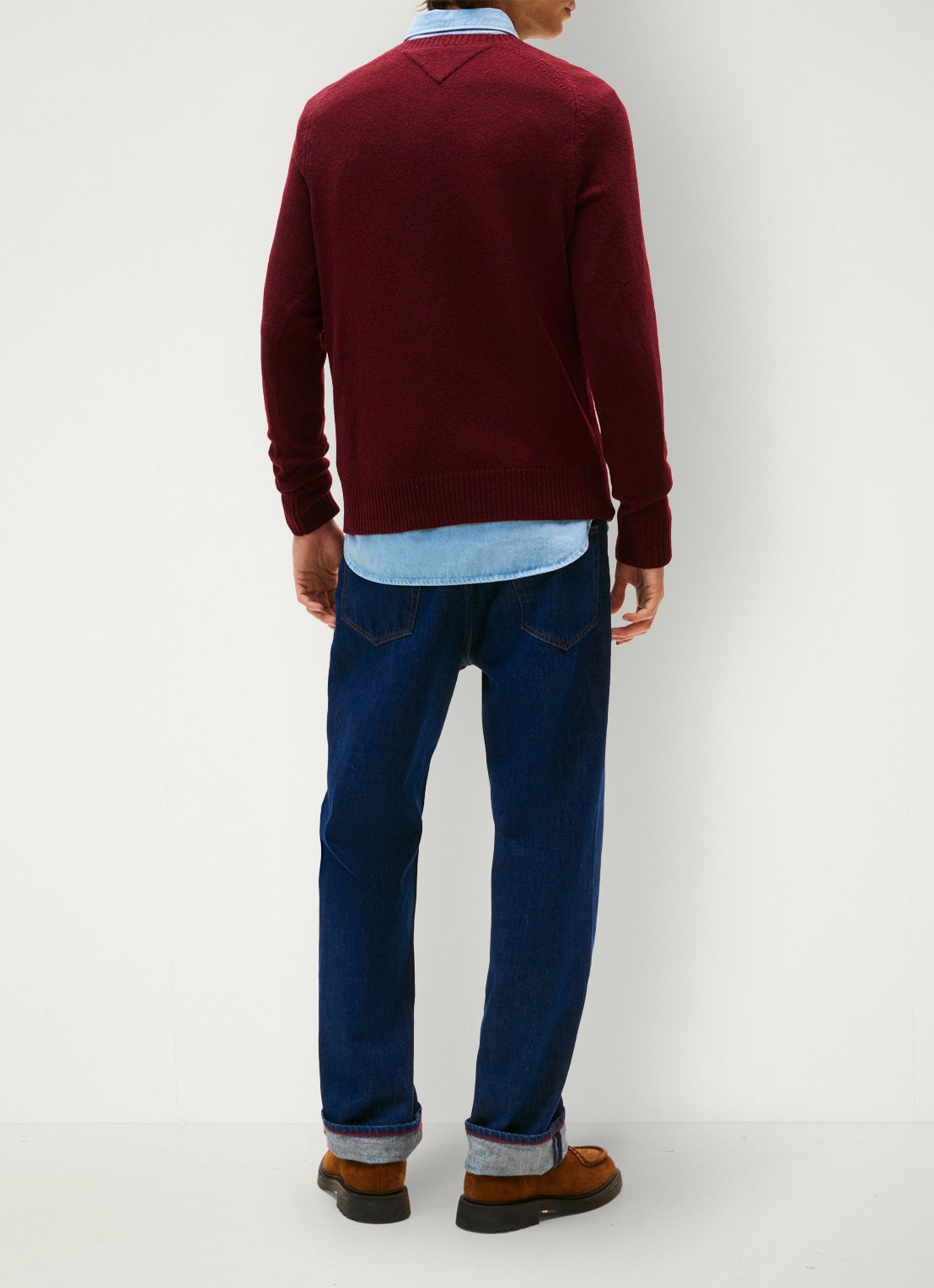 Tommy Hilfiger Fijngebreide pullover van lamswol - achterkant 5 bordeauxrood
