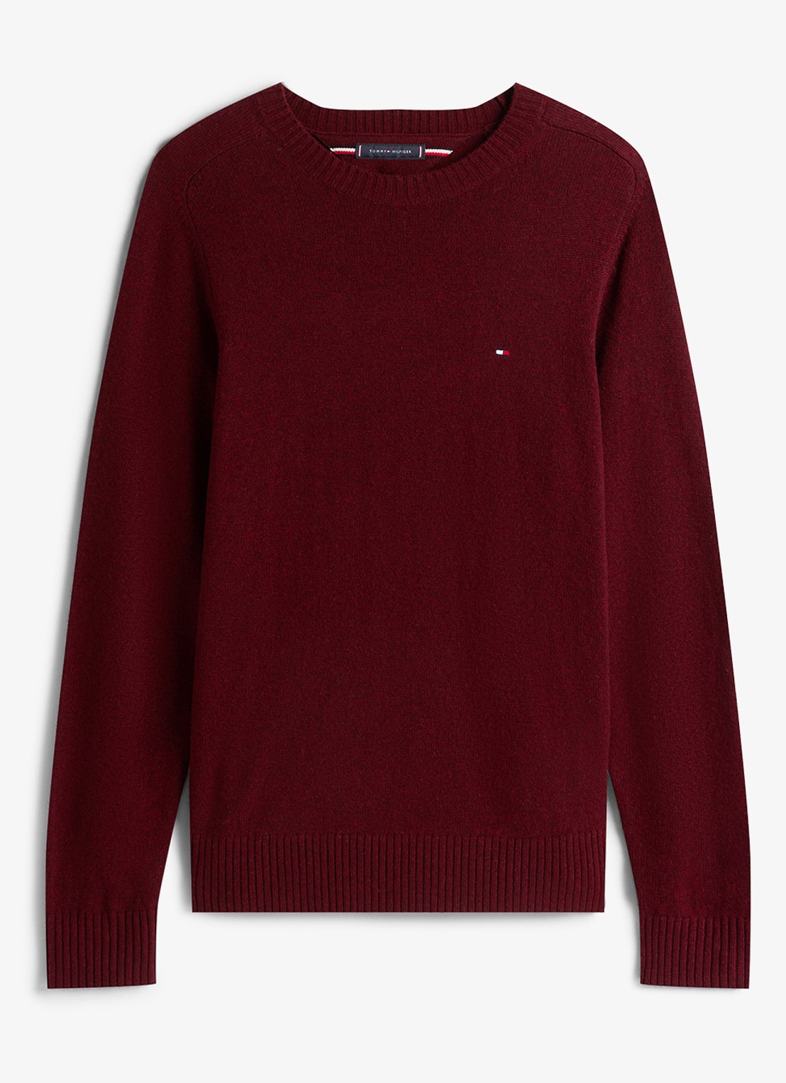 Tommy Hilfiger Fijngebreide pullover van lamswol - voorkant 3 bordeauxrood
