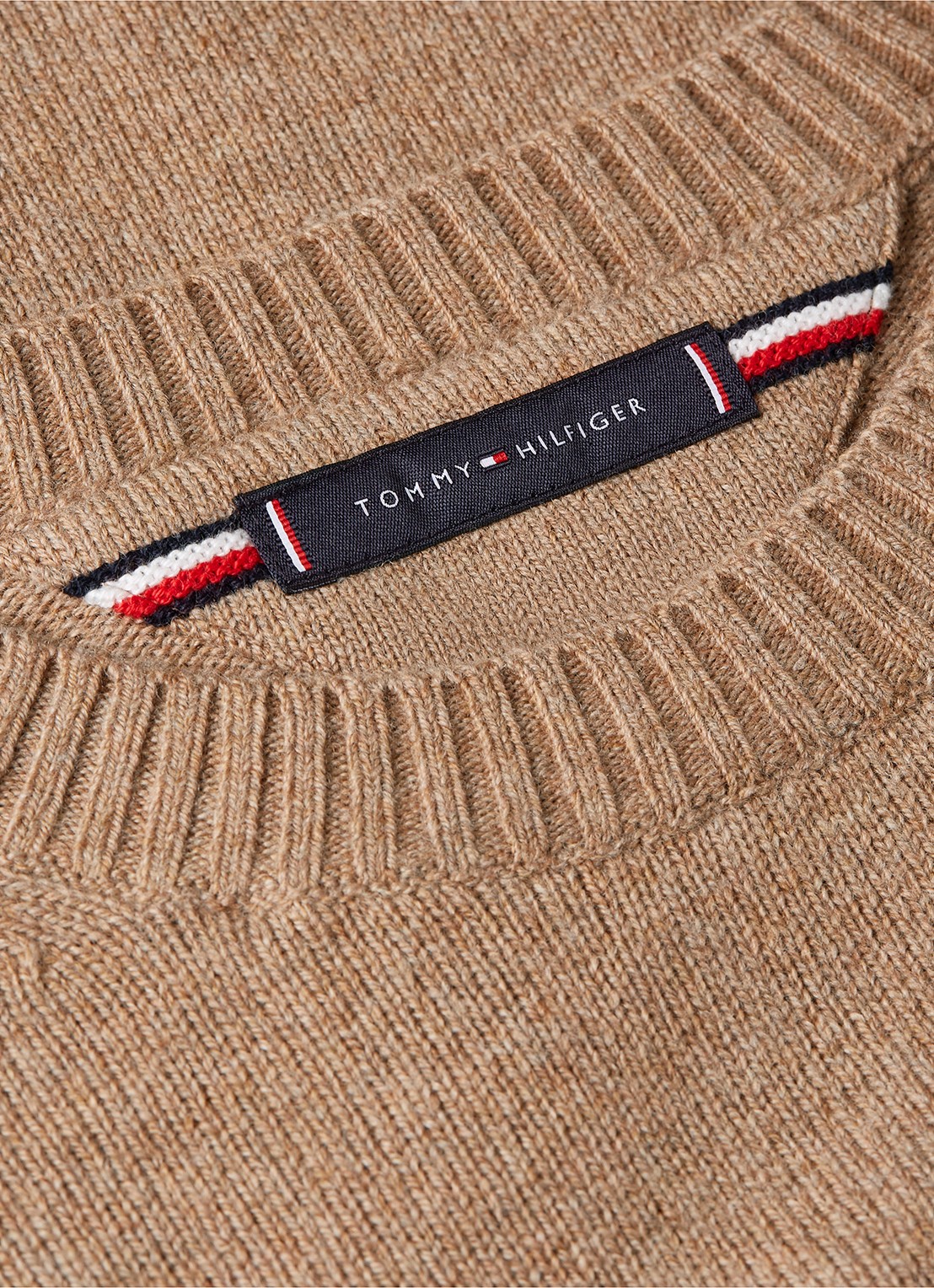 Tommy Hilfiger Fijngebreide pullover van lamswol - detail 3 camel
