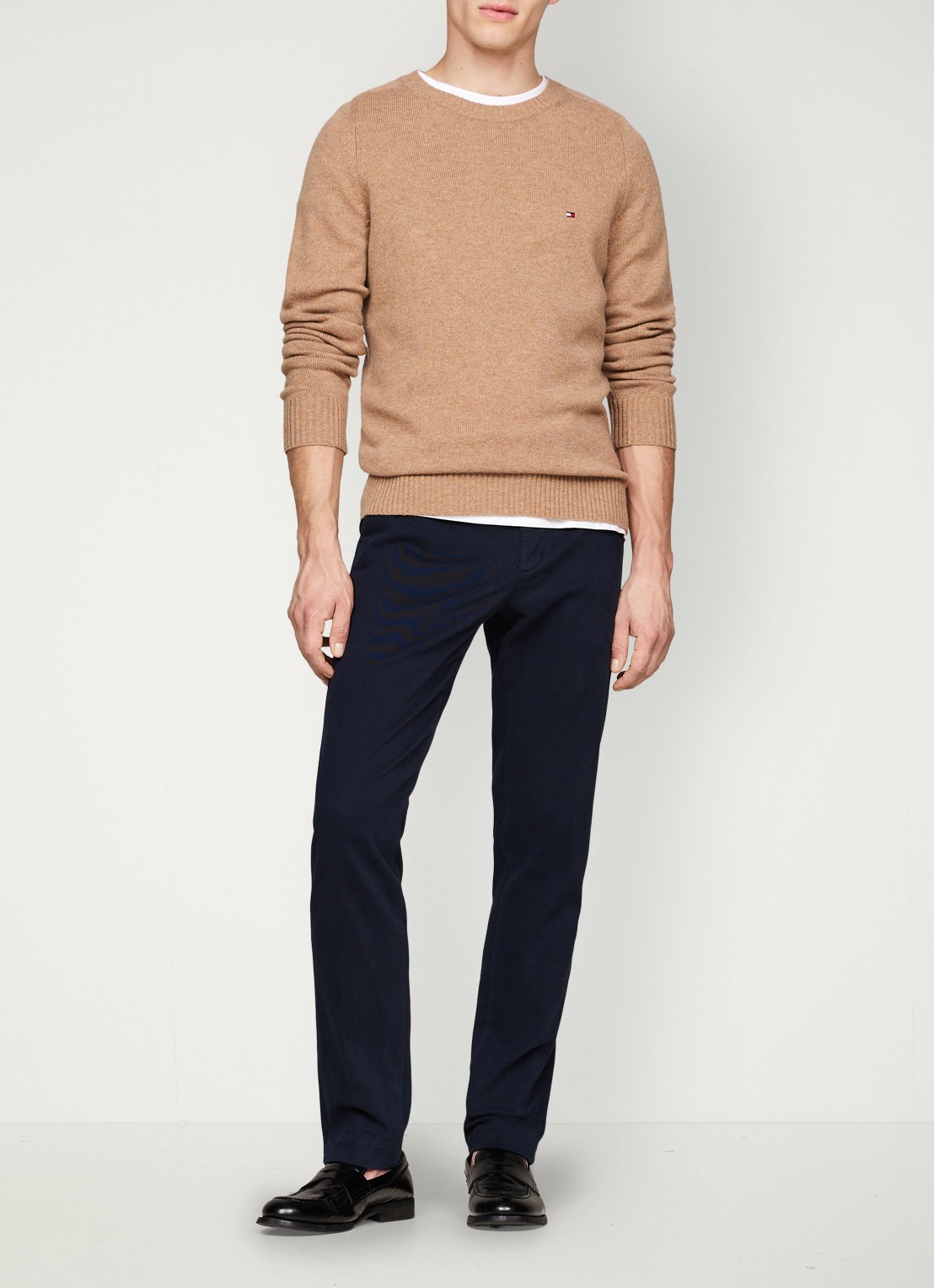 Tommy Hilfiger Fijngebreide pullover van lamswol - voorkant 6 camel