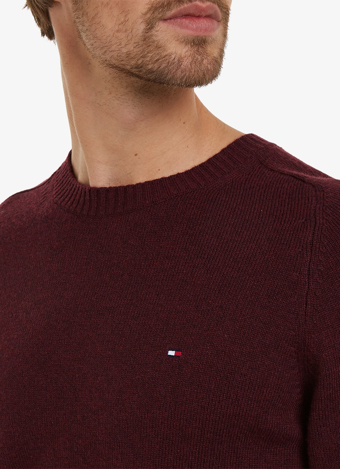 Tommy Hilfiger Fijngebreide pullover van lamswol - detail 3 burgundy heather-tvy / rood