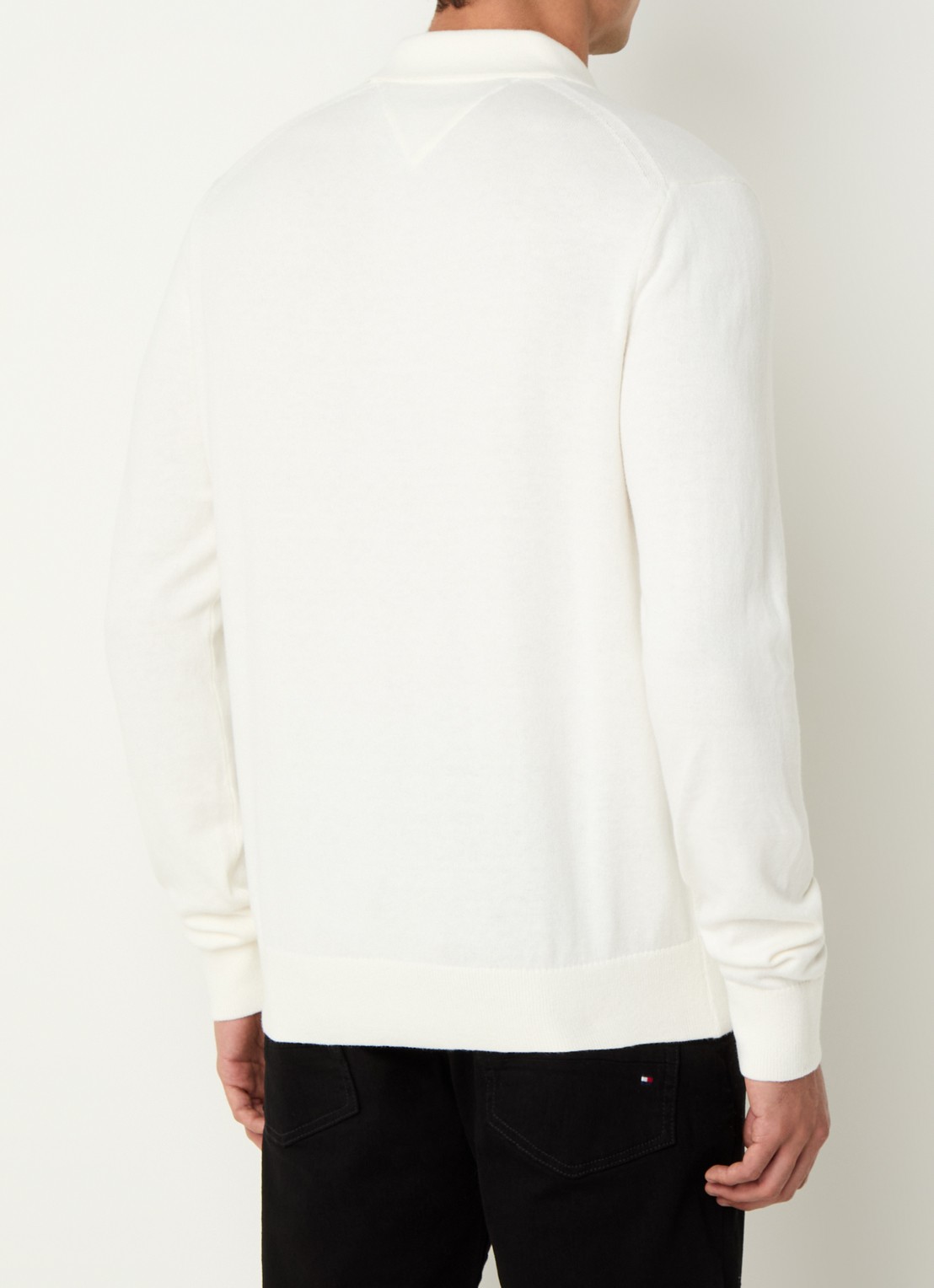Tommy Hilfiger Fijngebreide regular fit polo in kasjmierblend met logo - achterkant 2 ivoor