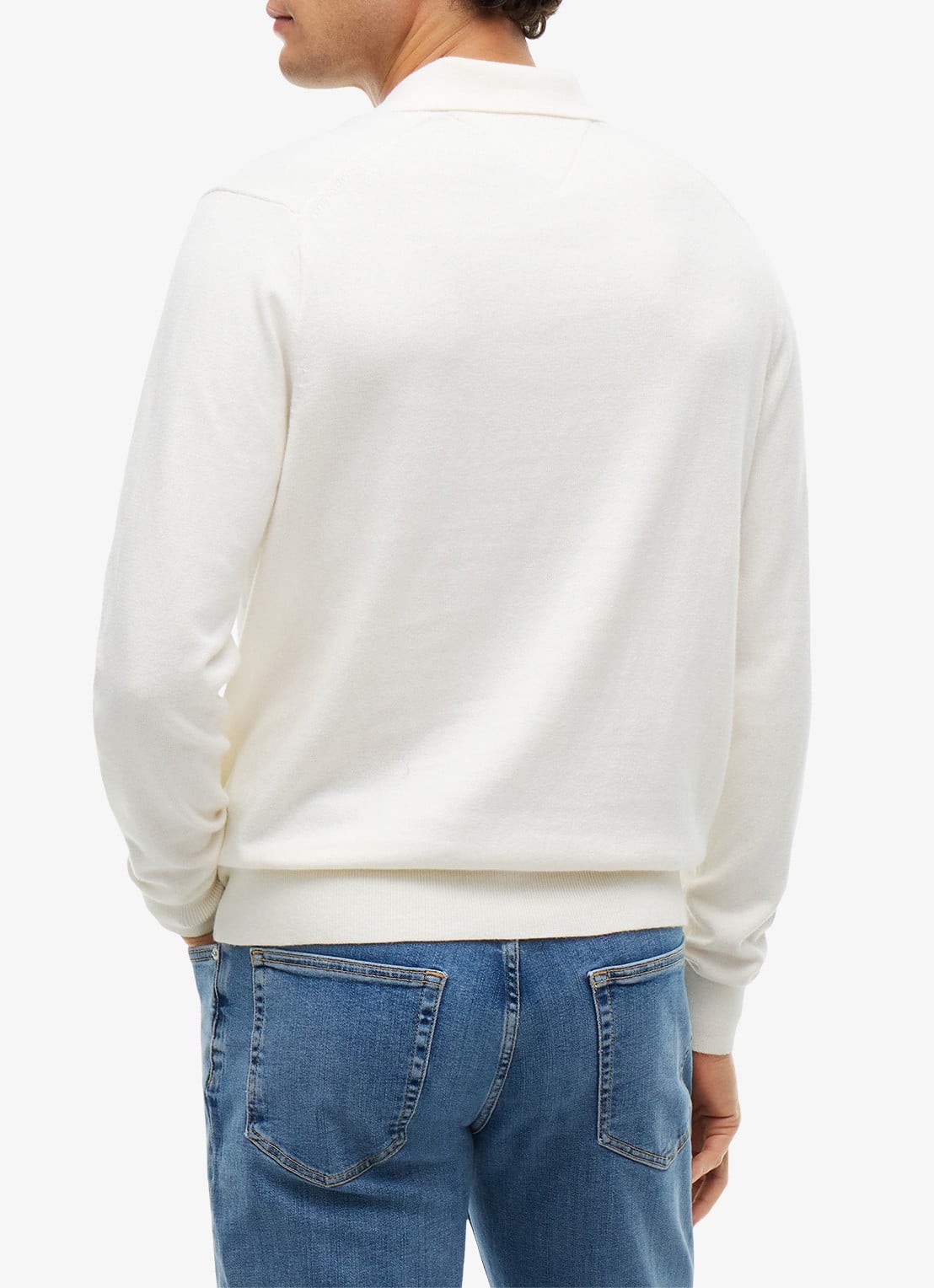 Tommy Hilfiger Fijngebreide regular fit polo in kasjmierblend met logo - achterkant 3 ivory petal-z00