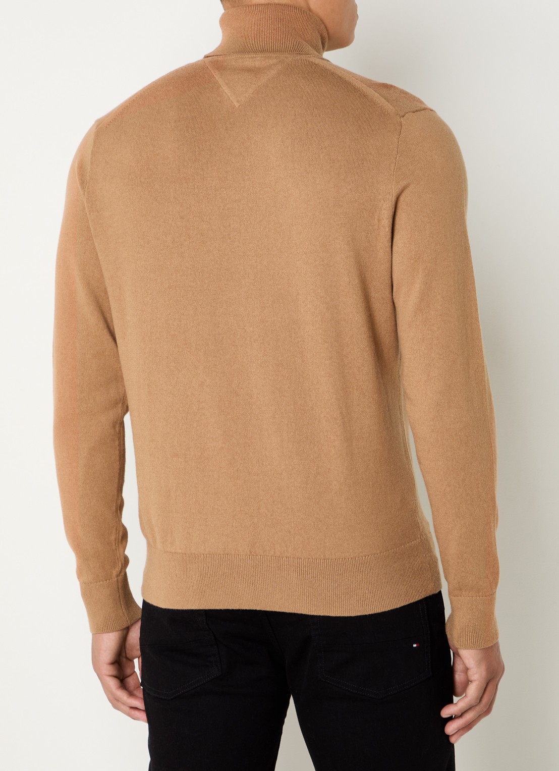 Tommy Hilfiger Fijngebreide trui in kasjmierblend met logoborduring en col - achterkant camel