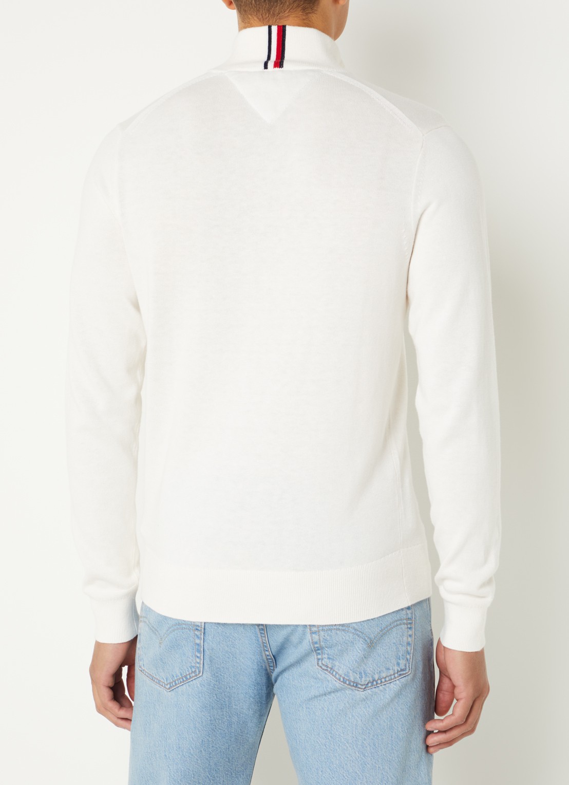 Tommy Hilfiger Fijngebreide trui in kasjmierblend met logoborduring - achterkant 6 gebroken wit