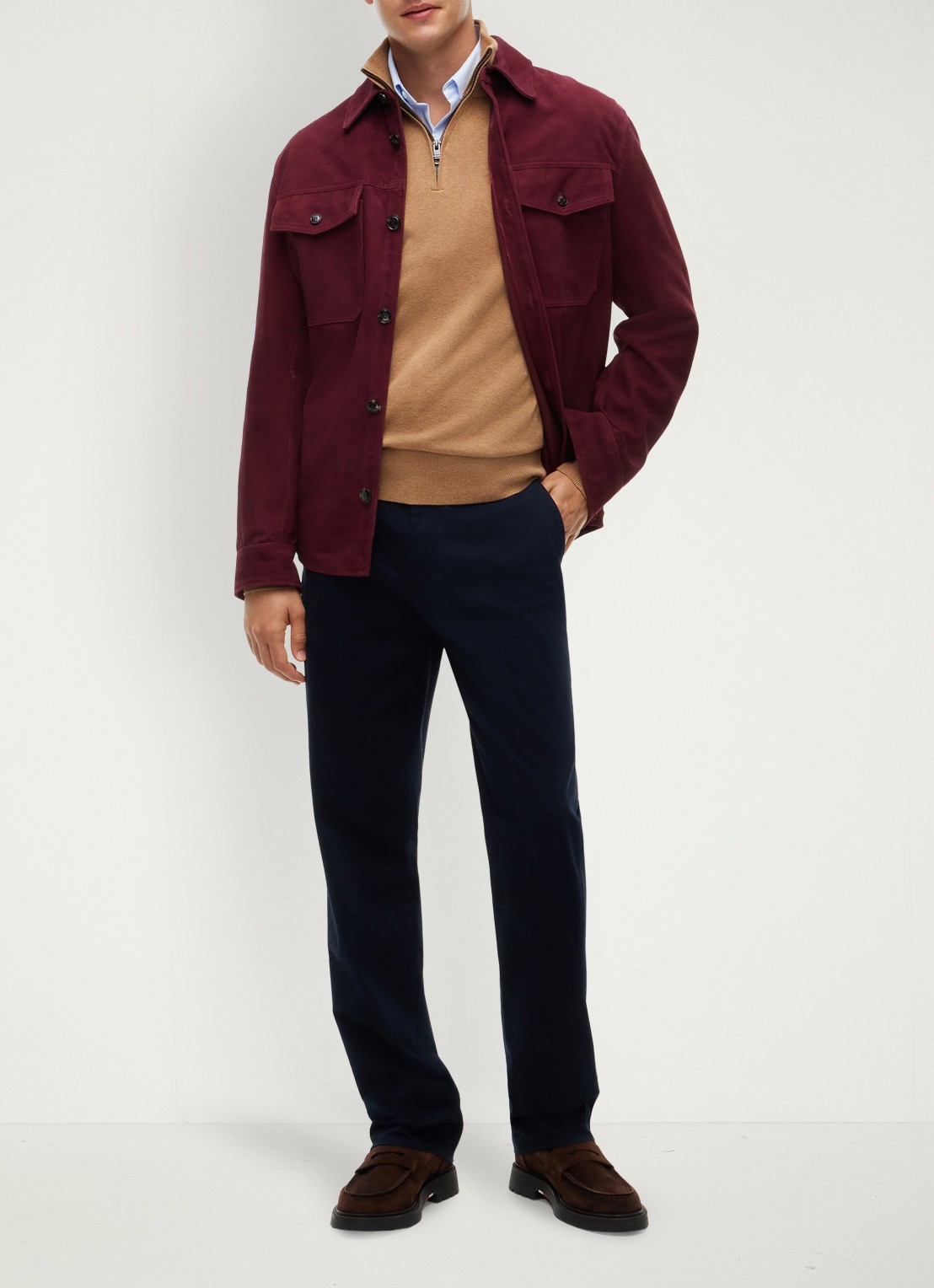 Tommy Hilfiger Fijngebreide trui in kasjmierblend met logoborduring - voorkant 5 camel
