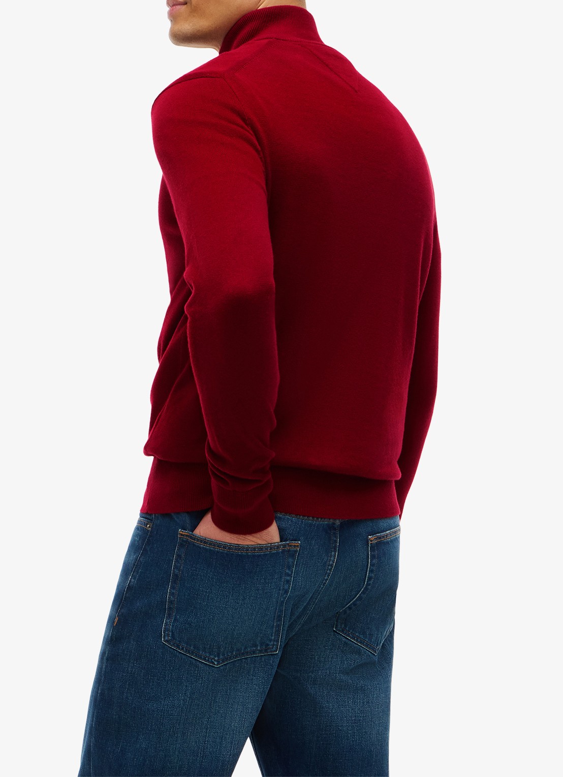 Tommy Hilfiger Fijngebreide trui in kasjmierblend met logoborduring - achterkant 3 rood