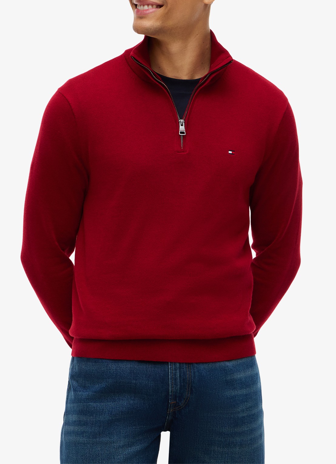 Tommy Hilfiger Fijngebreide trui in kasjmierblend met logoborduring - detail 4 rood