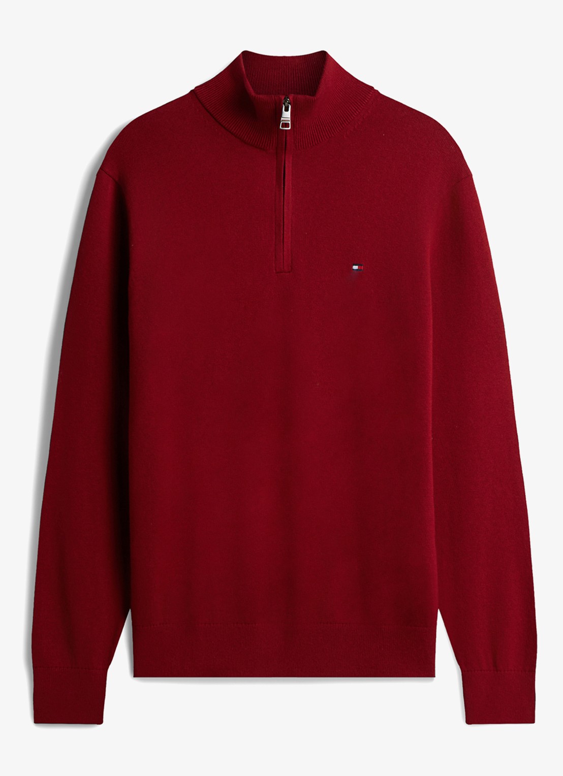 Tommy Hilfiger Fijngebreide trui in kasjmierblend met logoborduring - voorkant rood