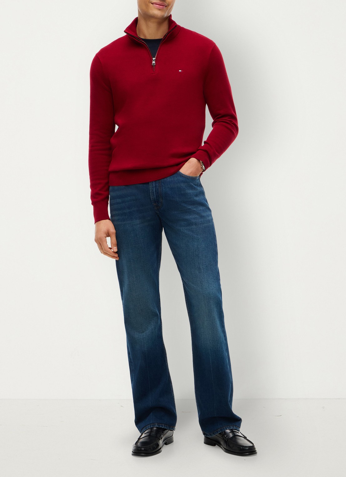 Tommy Hilfiger Fijngebreide trui in kasjmierblend met logoborduring - voorkant 2 rood