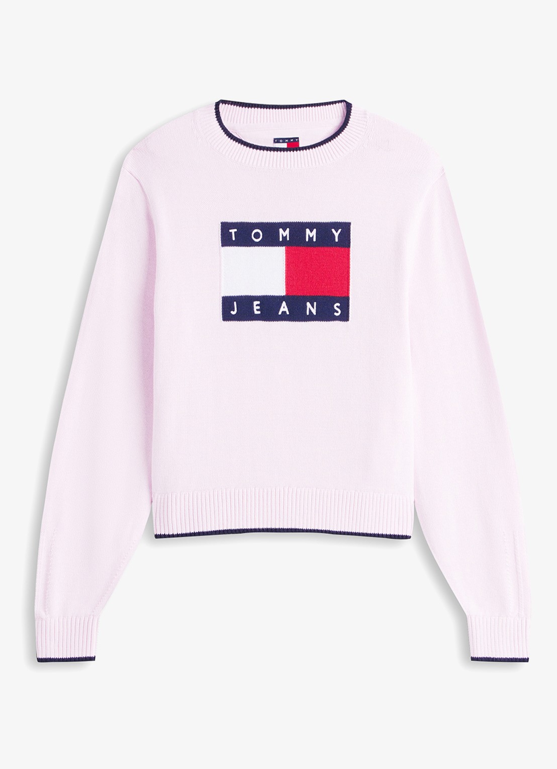 Tommy Hilfiger Fijngebreide trui met ingebreid logo - voorkant 4 lichtroze