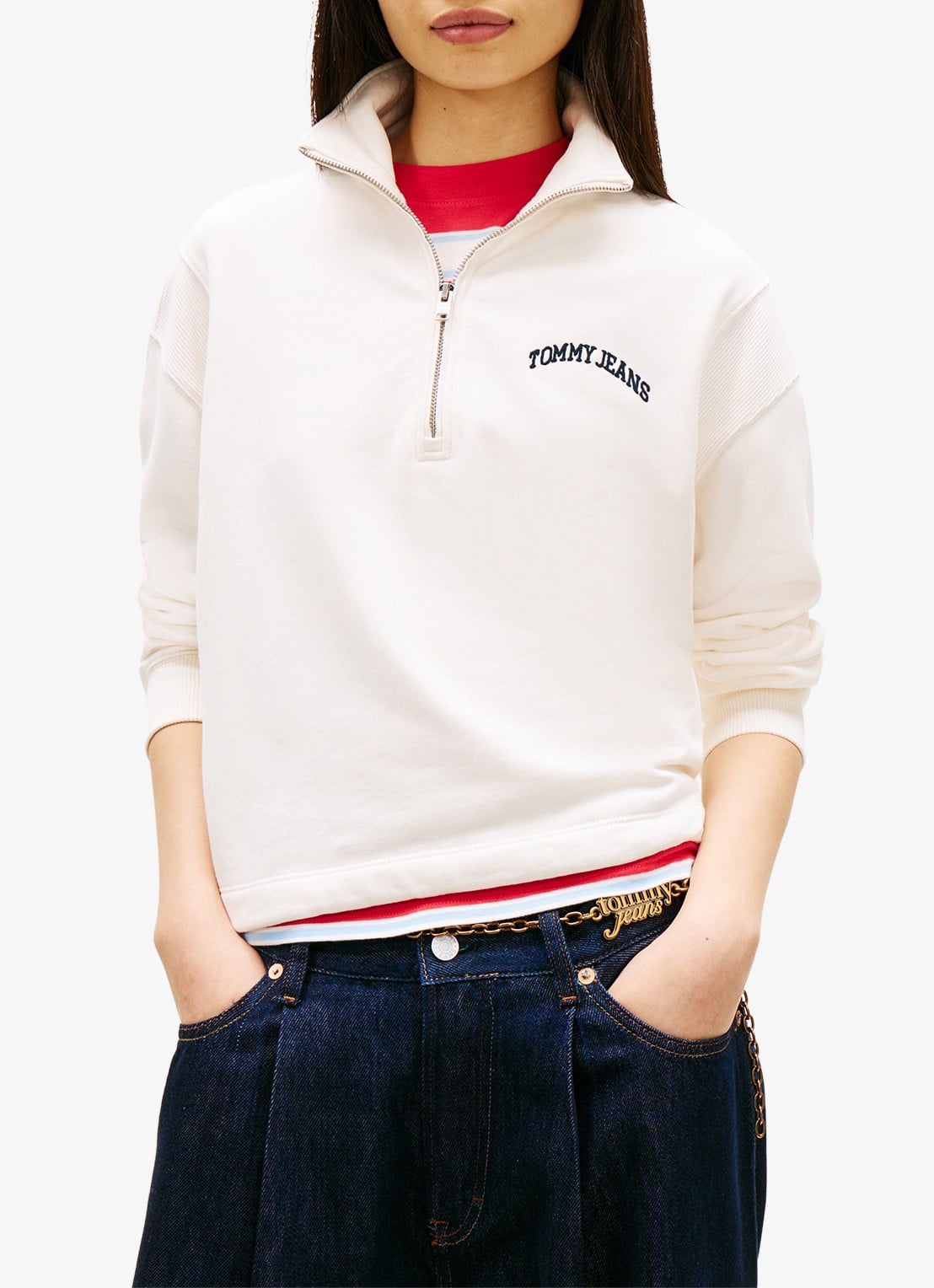 Tommy Hilfiger Fijngebreide trui met ingebreid logo - detail 2 wit