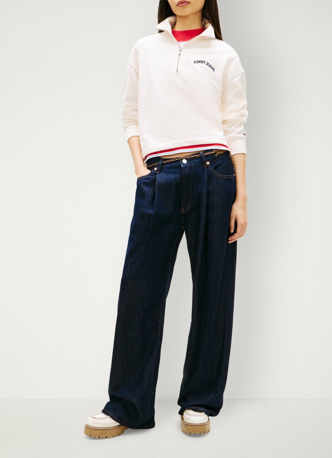 Tommy Hilfiger Fijngebreide trui met ingebreid logo - voorkant 5 wit