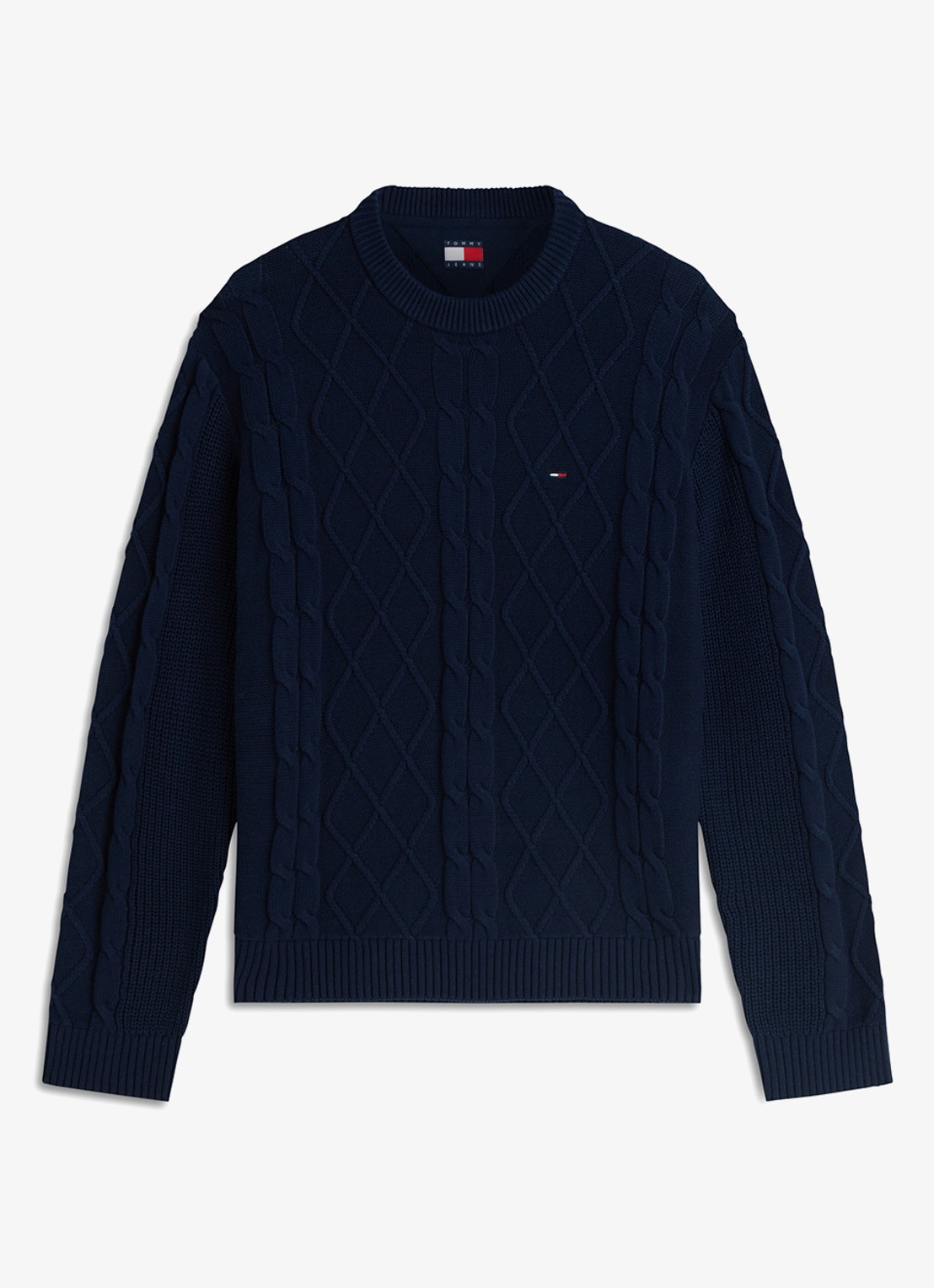 Tommy Hilfiger Fijngebreide trui met logo - voorkant 3 donkerblauw
