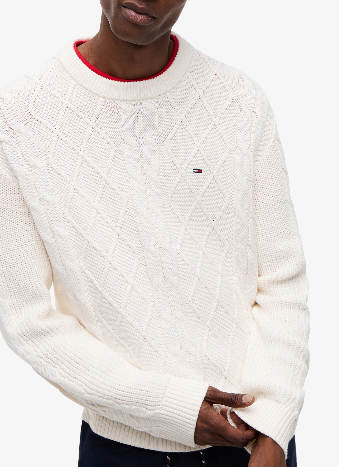 Tommy Hilfiger Fijngebreide trui met logo - detail 5 wit