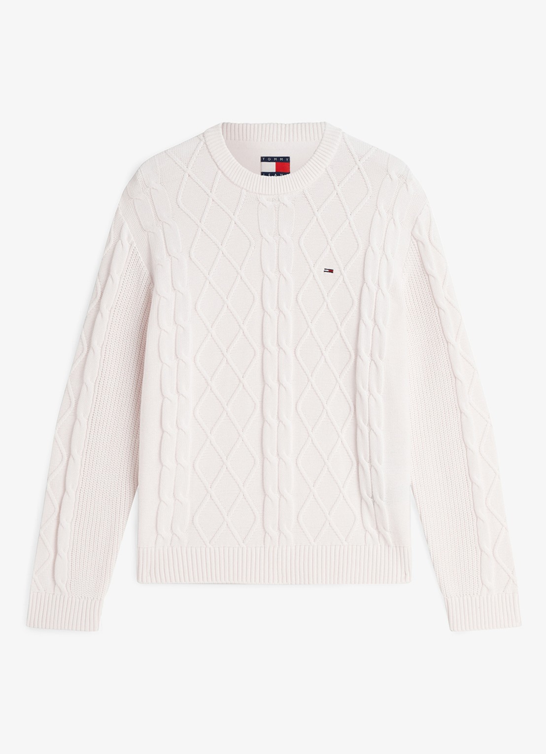Tommy Hilfiger Fijngebreide trui met logo - voorkant 2 wit