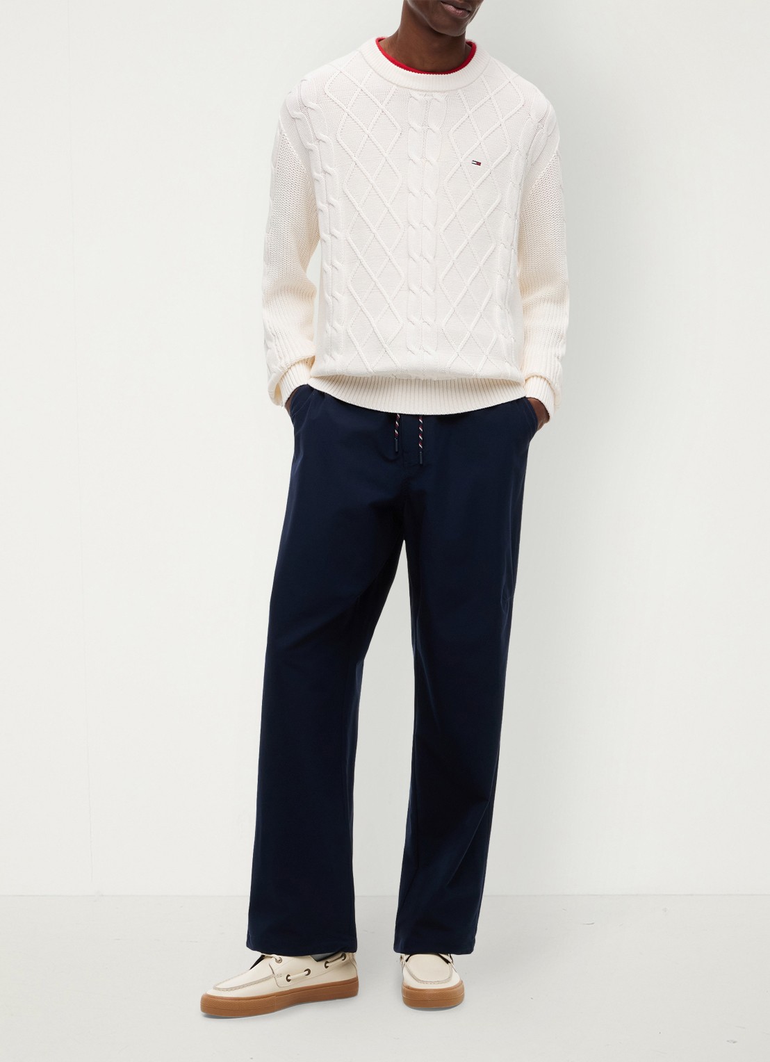 Tommy Hilfiger Fijngebreide trui met logo - voorkant 3 wit