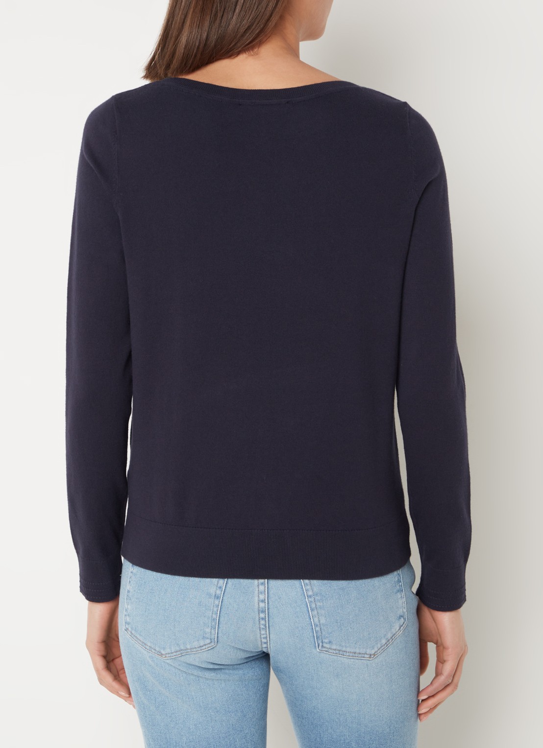Tommy Hilfiger Fijngebreide trui met logoborduring - achterkant 4 donkerblauw