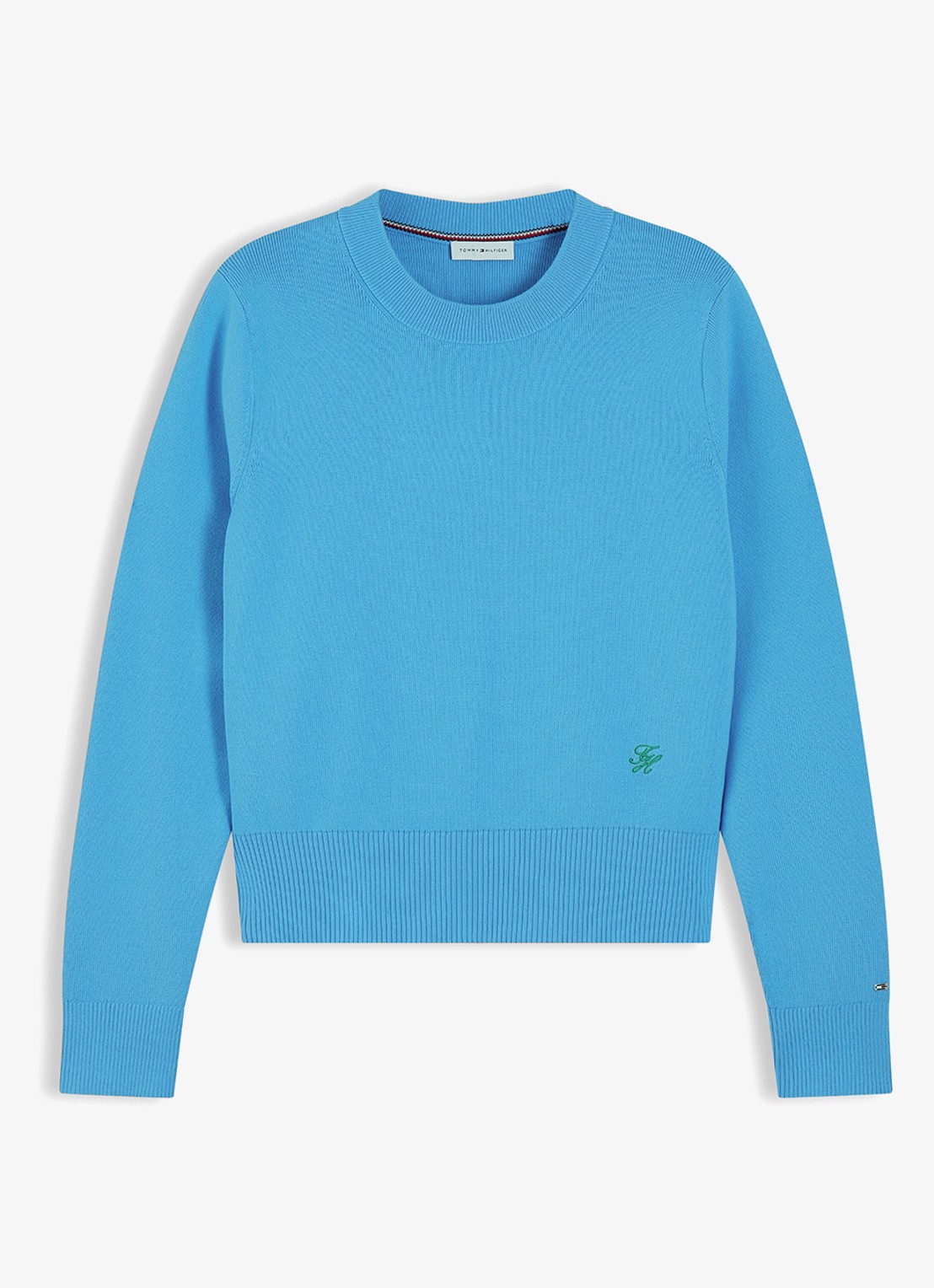 Tommy Hilfiger Fijngebreide trui met logoborduring - voorkant 4 blauw