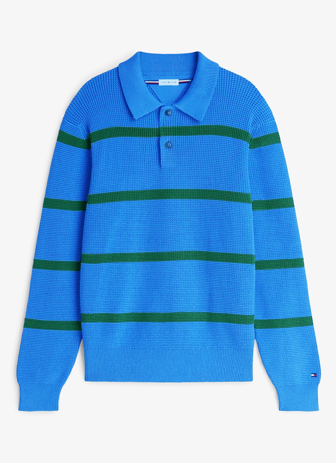 Tommy Hilfiger Fijngebreide trui met streepprint - voorkant 3 blauw