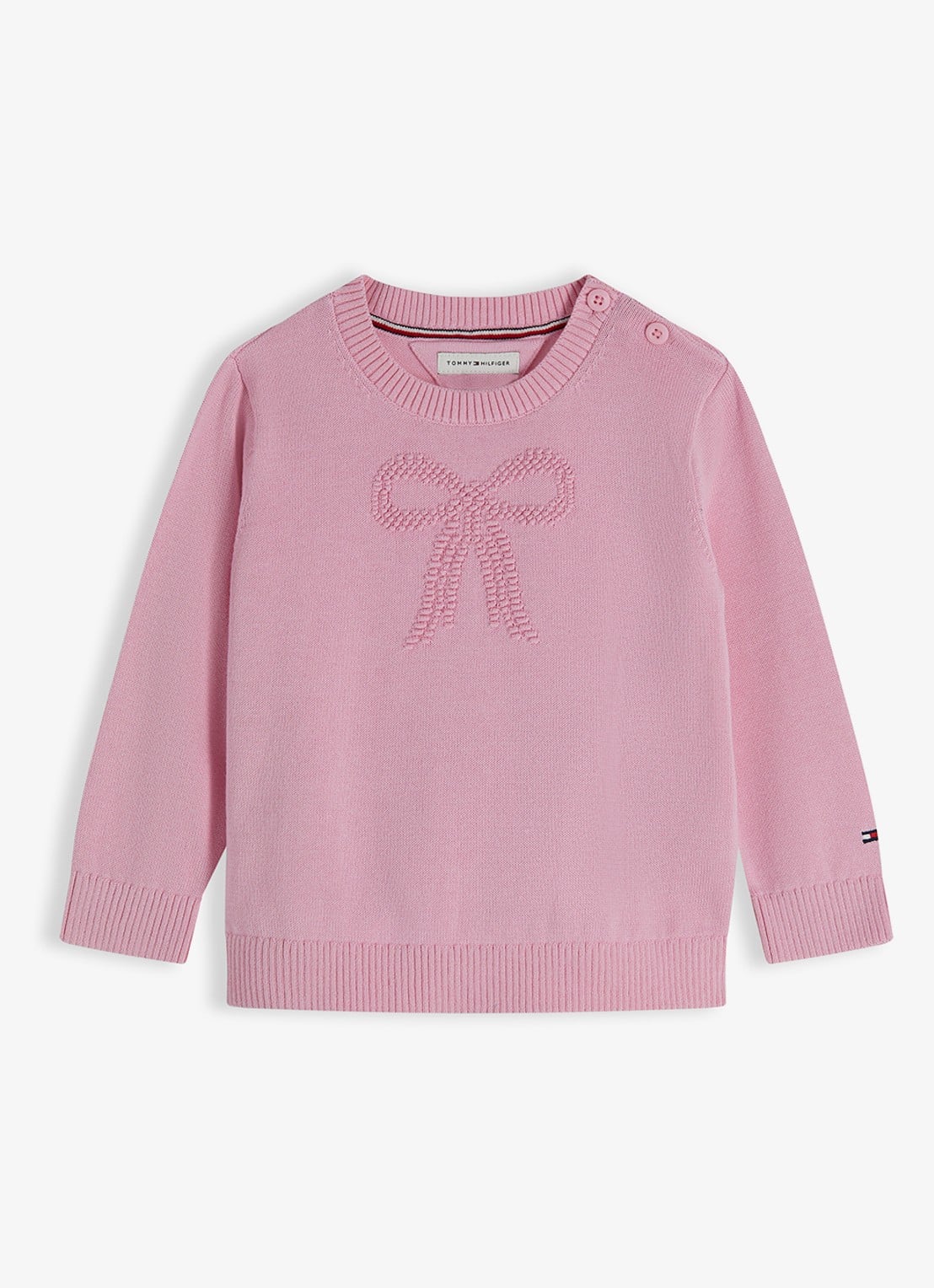 Tommy Hilfiger Fijngebreide trui met structuur - voorkant 2 roze