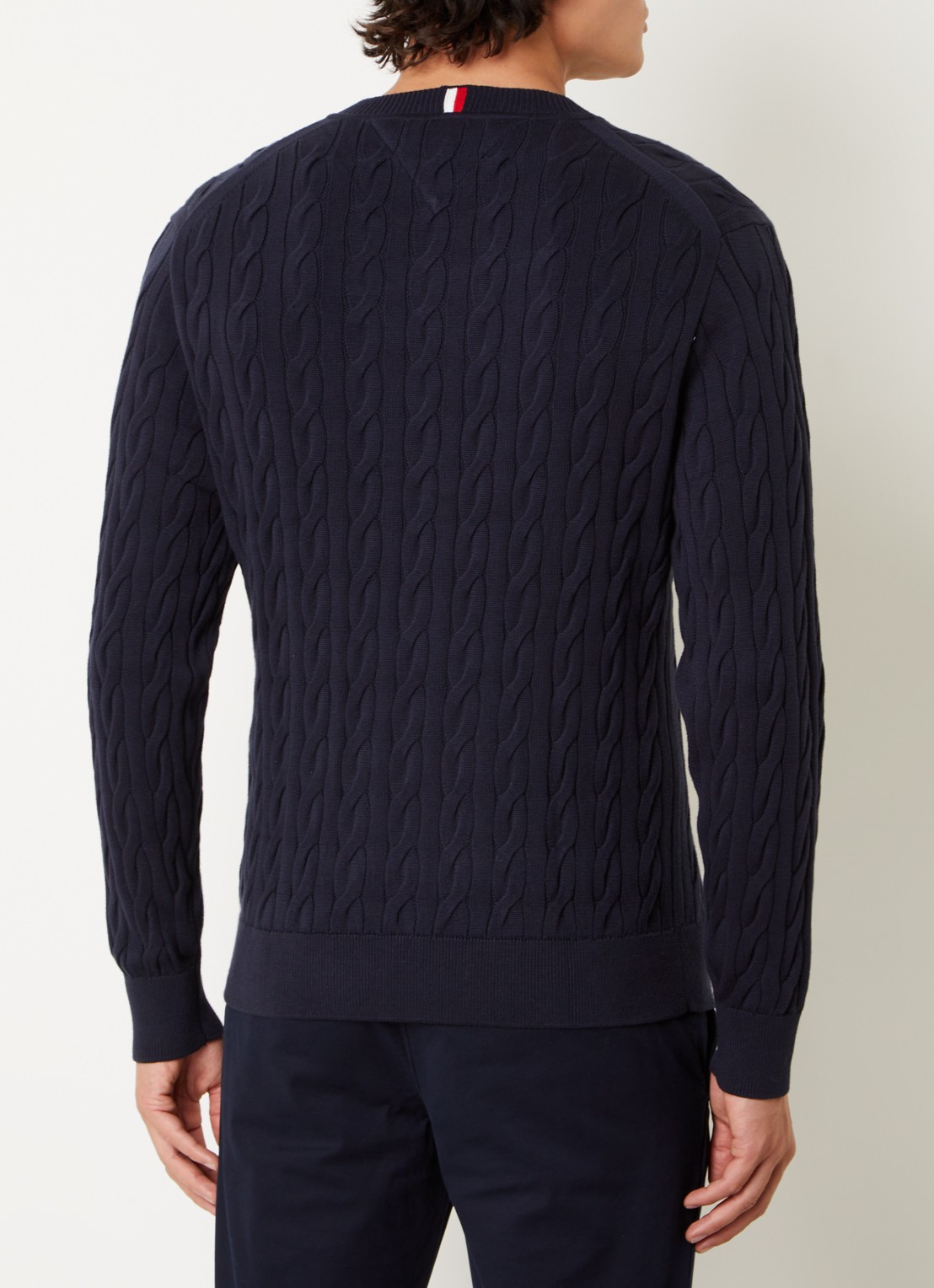 Tommy Hilfiger Flag Embroidery Cable Knit Jumper - achterkant blauw