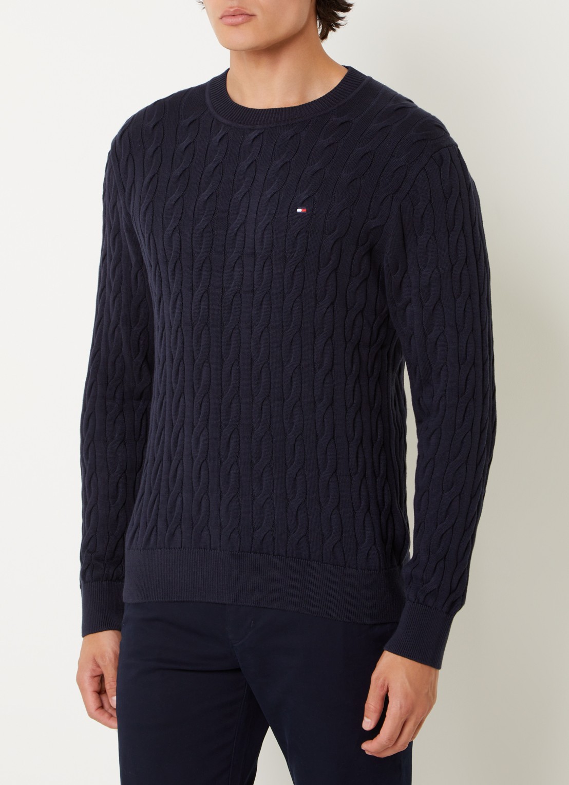 Tommy Hilfiger Flag Embroidery Cable Knit Jumper - detail 4 blauw