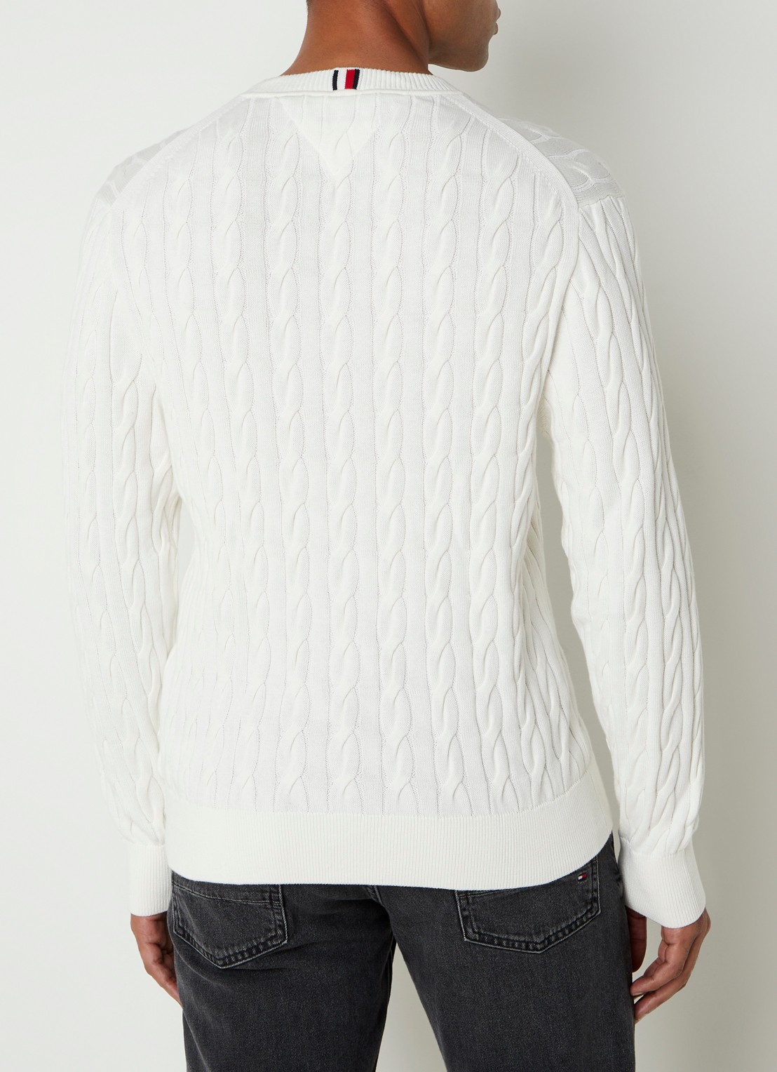 Tommy Hilfiger Flag Embroidery Cable Knit Jumper - achterkant 3 wit