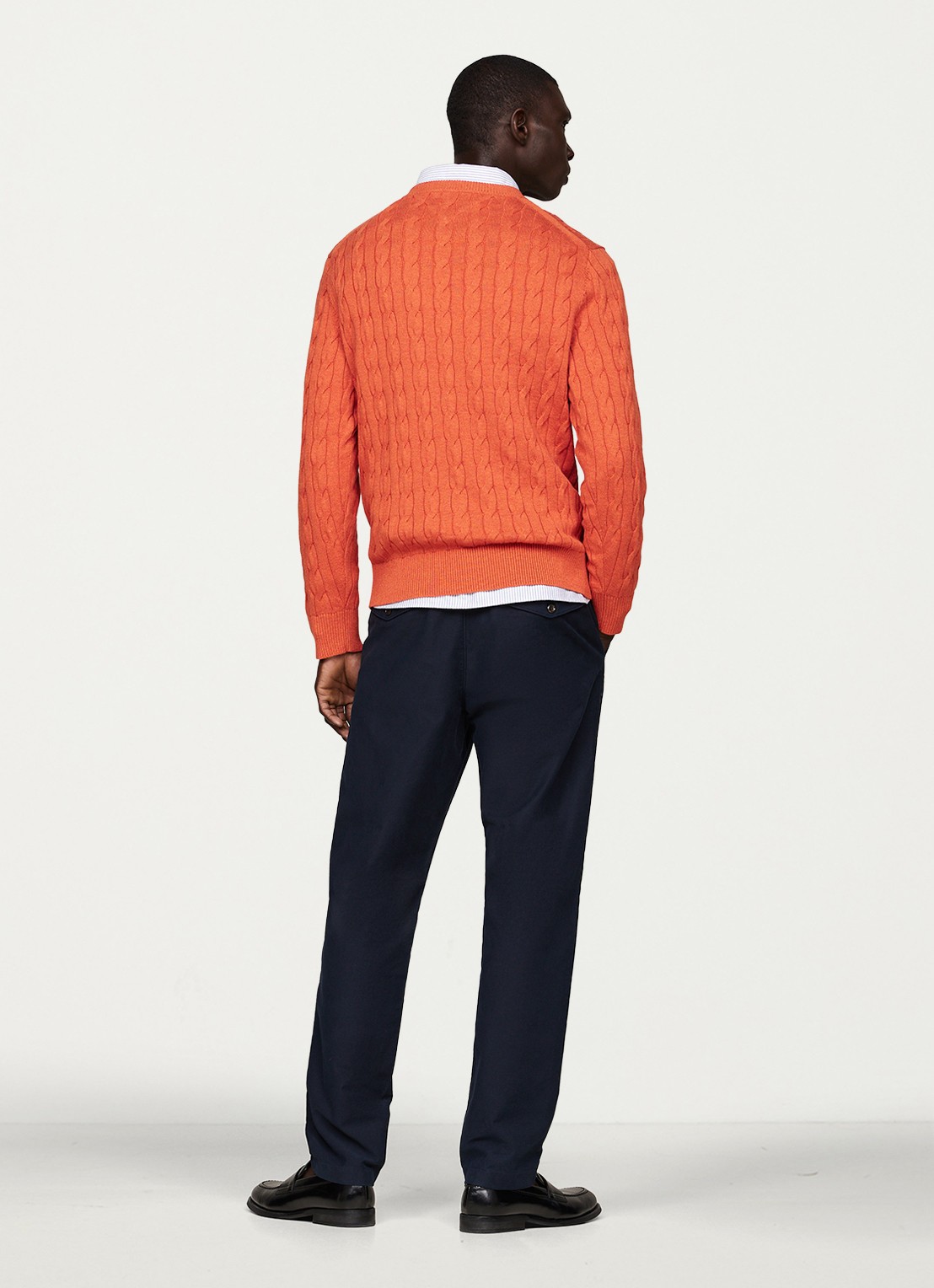 Tommy Hilfiger Flag Embroidery Cable Knit Jumper - achterkant 5 oranje